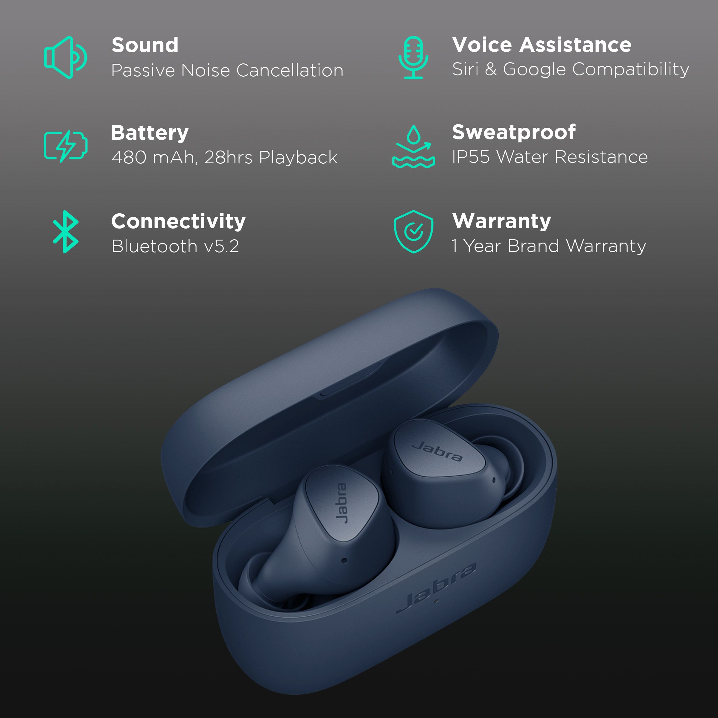 Jabra Elite 3 TWS Earbuds with Passive Noise Cancellation (IP55 Water Resistant, 28 Hours Playback, Navy Blue) Jabra Elite 3 TWS Earbuds with Passive Noise Cancellation (IP55 Water Resistant, 28 Hours Playback, Navy Blue)_2