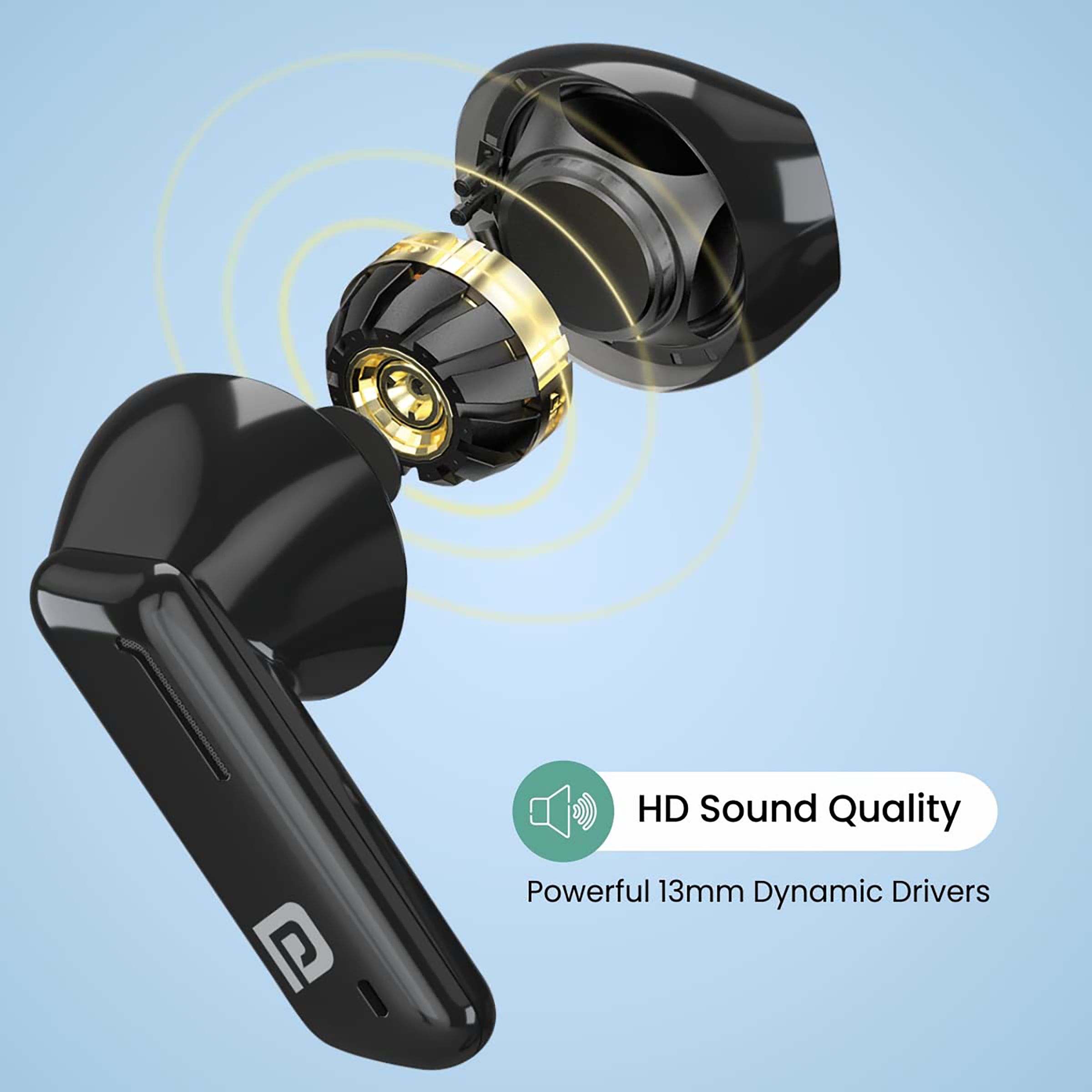 PORTRONICS Harmonics Twins 11 TWS Earbuds (IPX4 Water Resistant, HD Sound, Black) PORTRONICS Harmonics Twins 11 TWS Earbuds (IPX4 Water Resistant, HD Sound, Black)_2