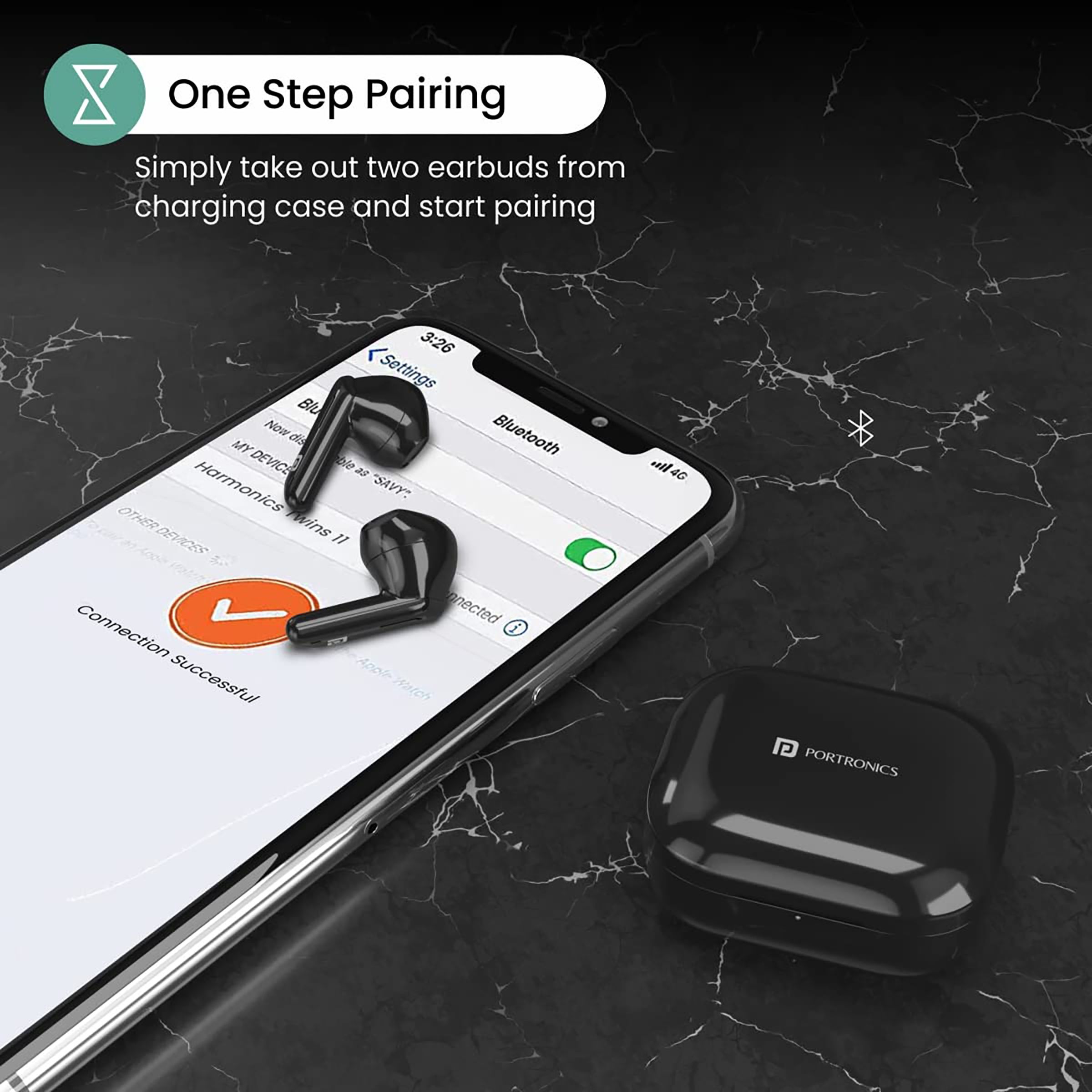PORTRONICS Harmonics Twins 11 TWS Earbuds (IPX4 Water Resistant, HD Sound, Black) PORTRONICS Harmonics Twins 11 TWS Earbuds (IPX4 Water Resistant, HD Sound, Black)_5