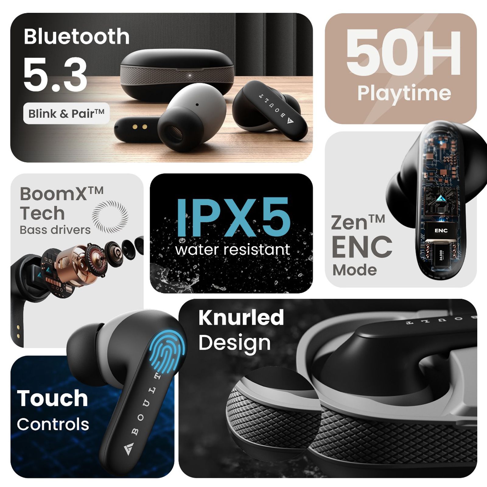GOBOULT AirBass Y1 TWS Earbuds (IPX5 Water Resistant, Upto 40 Hours Playback, Black) GOBOULT AirBass Y1 TWS Earbuds (IPX5 Water Resistant, Upto 40 Hours Playback, Black)_11
