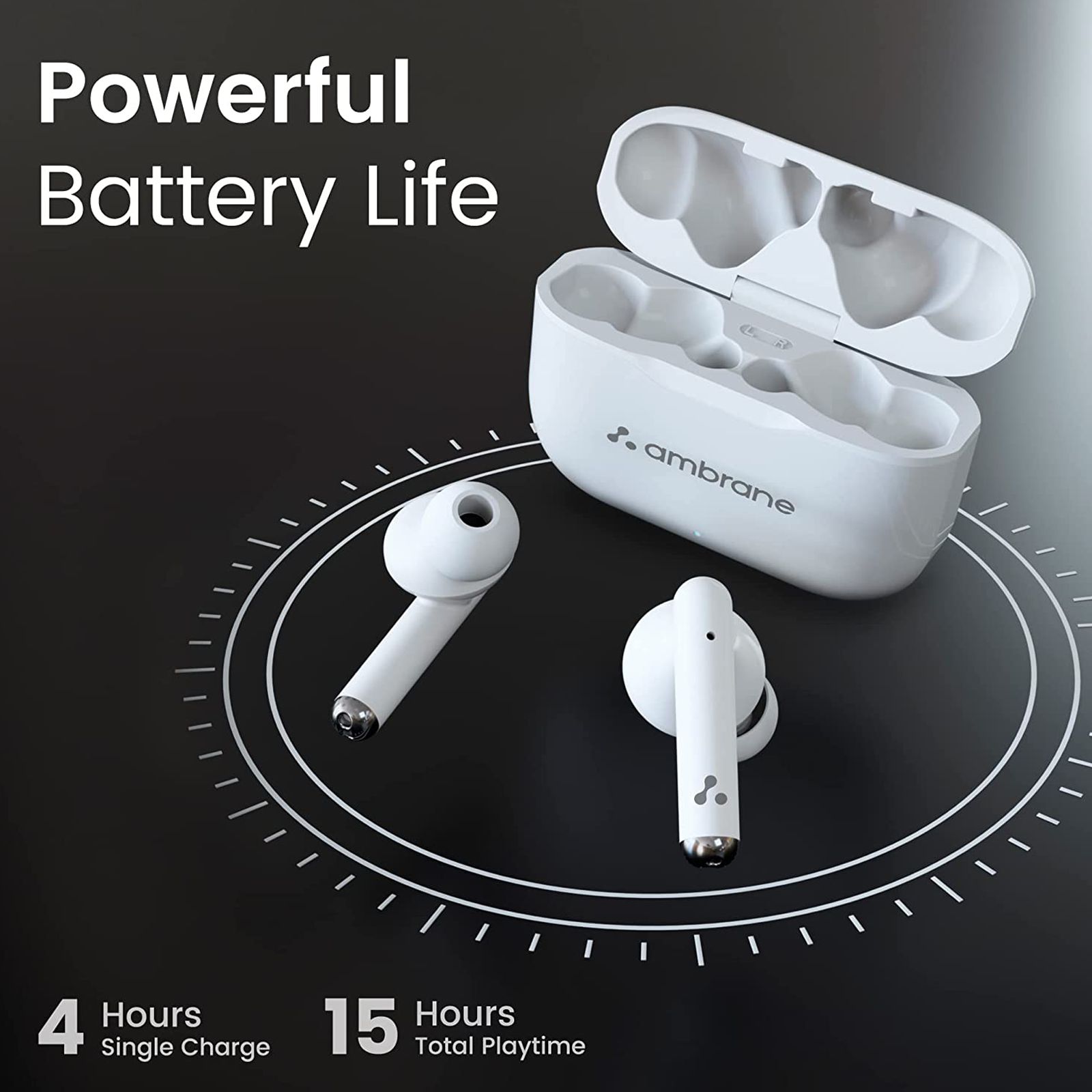 ambrane Dots 38 TWS Earbuds (IPX4 Water Resistant, 19 Hours Playtime, White)_4