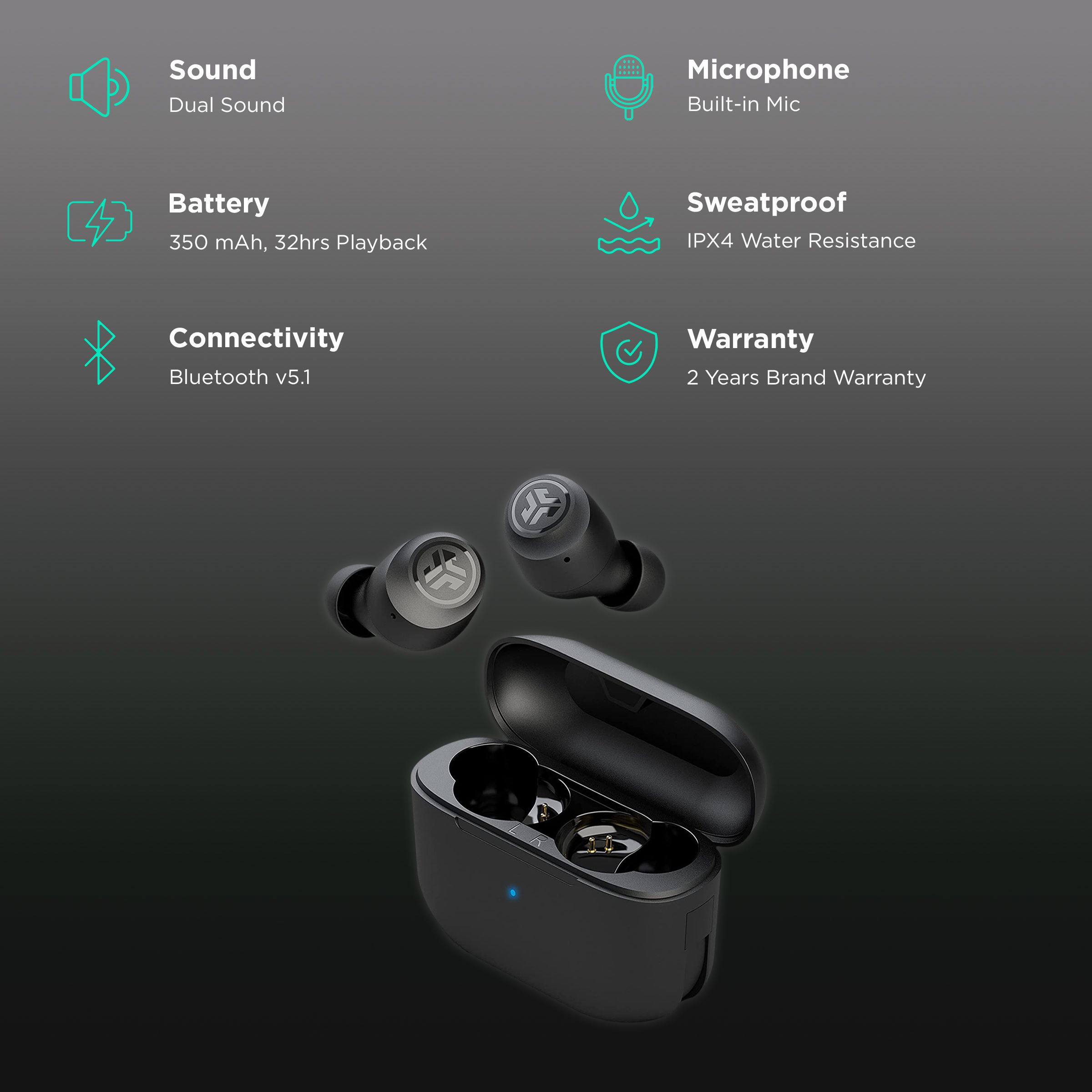JLAB Go Air Pop IEUEBGAIRPOPRBLK12 TWS Earbuds (IPX4 Sweat & Water Resistant, 32 Hours Playback, Black) JLAB Go Air Pop IEUEBGAIRPOPRBLK12 TWS Earbuds (IPX4 Sweat & Water Resistant, 32 Hours Playback, Black)_2