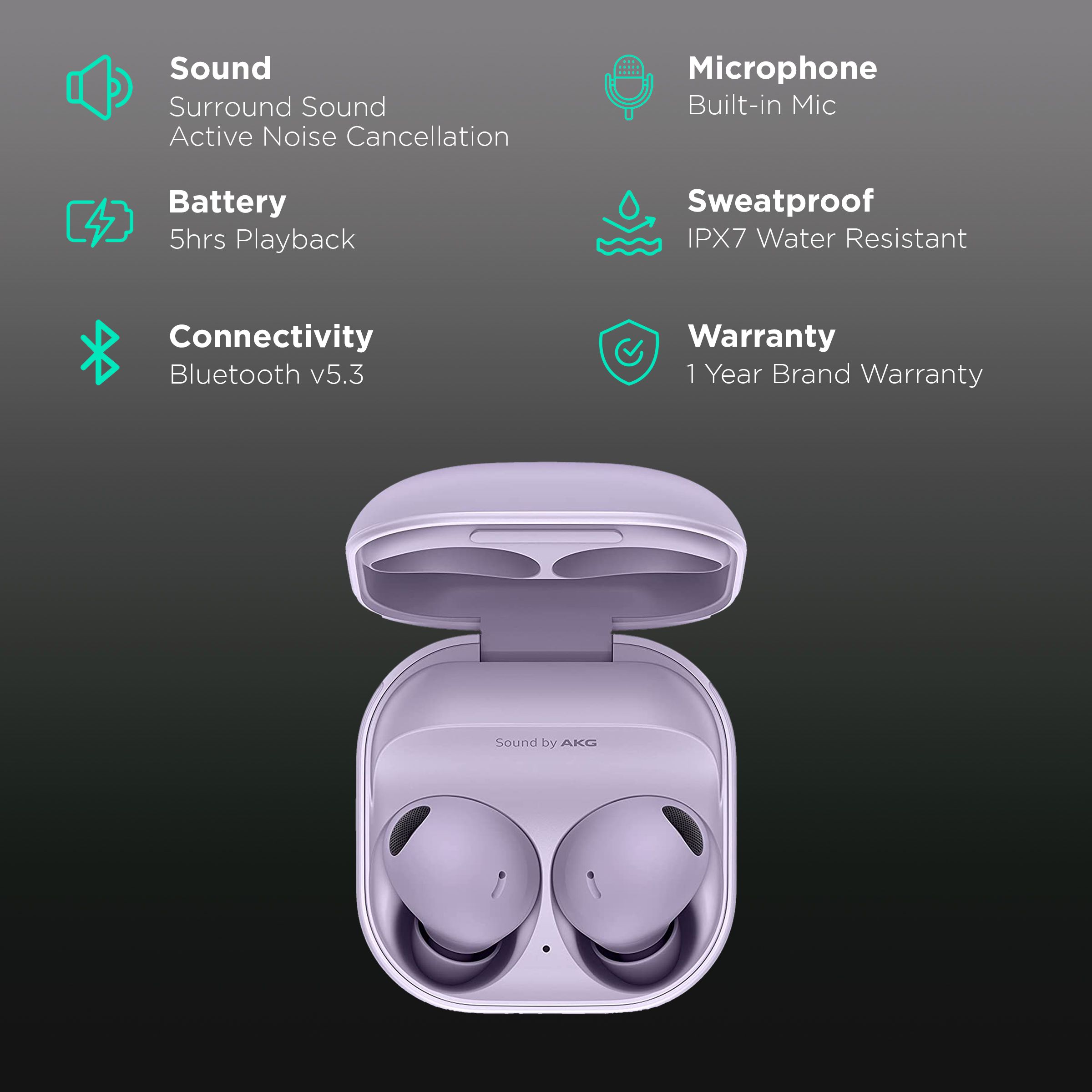 SAMSUNG Galaxy Buds2 Pro In-Ear Active Noise Cancellation Truly Wireless Earbuds with Mic (Bluetooth 5.3, IPX7 Water Resistance, R510N, Bora Purple)_2