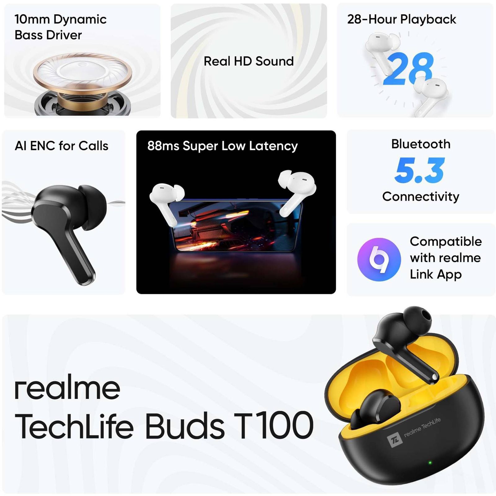realme Techlife RMA2109 Earbuds with AI Environment Noise Cancellation (IPX5 Water Resistant, Google Fast Pair, White) realme Techlife RMA2109 Earbuds with AI Environment Noise Cancellation (IPX5 Water Resistant, Google Fast Pair, White)_10
