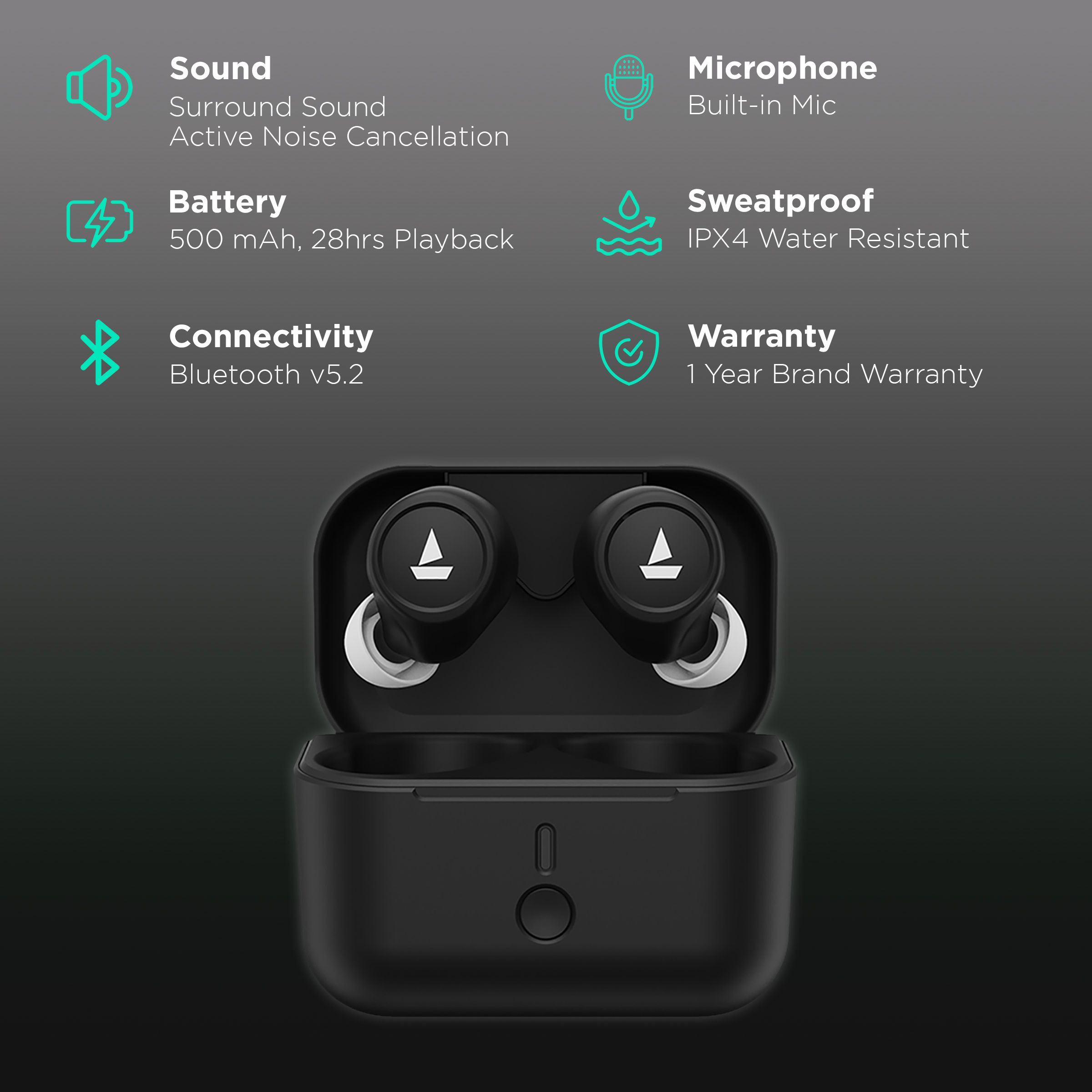 boAt Airdopes 501 with Active Noise Cancellation (IPX4 Water Resistant, ASAP Charge, Active Black) boAt Airdopes 501 with Active Noise Cancellation (IPX4 Water Resistant, ASAP Charge, Active Black)_2