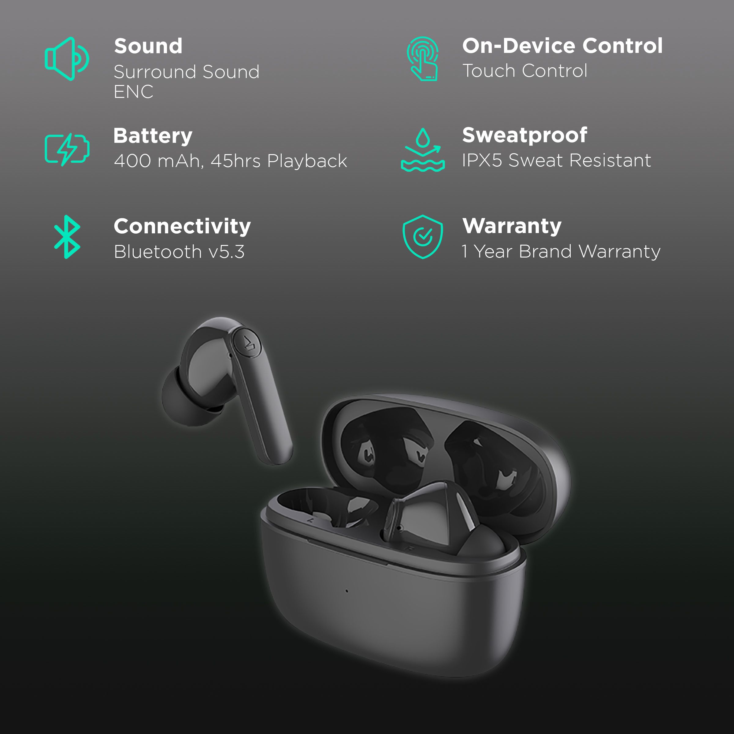 boAt Airdopes 131 Pro TWS Earbuds with Environmental Noise Cancellation Technology (IPX5 Water Resistant, ASAP Charge, Black)_2