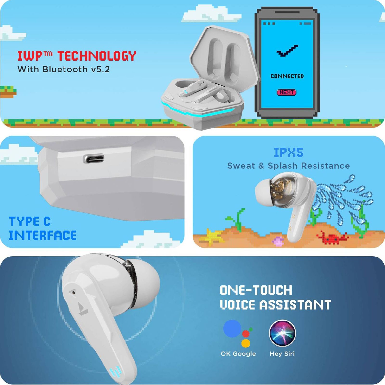boAt Airdopes 191G TWS Earbuds (IPX5 Water Resistance, Quad Mics, White Siberia)_7