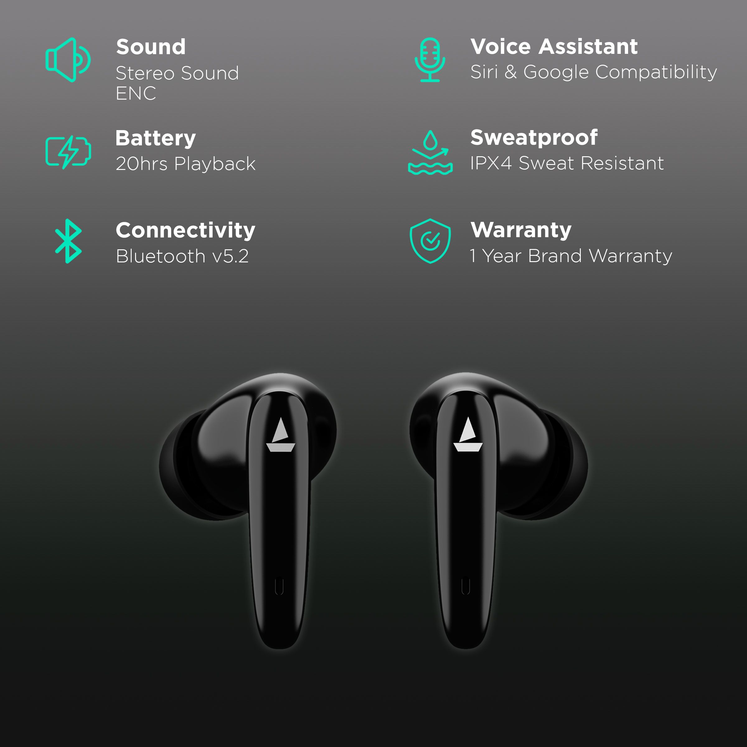 boAt Airdopes 183 TWS Earbuds with Environmental Noise Cancellation (IPX4 Sweat Resistant, ASAP Charge, Space Black)_2