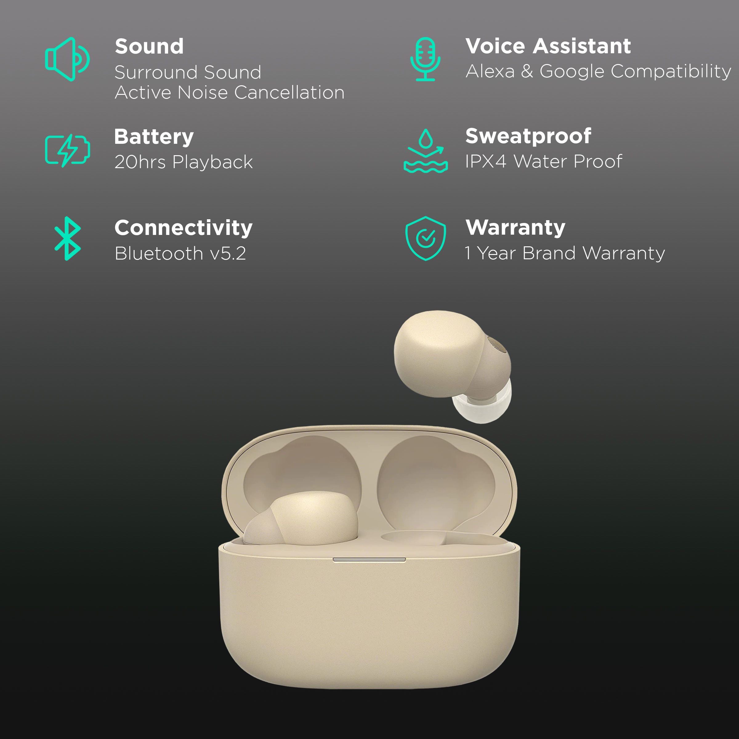 SONY LinkBuds S WF-LS900N/CCIN TWS Earbuds with Active Noise Cancellation (IPX4 Waterproof, 360 Reality Audio, Ecru) SONY LinkBuds S WF-LS900N/CCIN TWS Earbuds with Active Noise Cancellation (IPX4 Waterproof, 360 Reality Audio, Ecru)_2