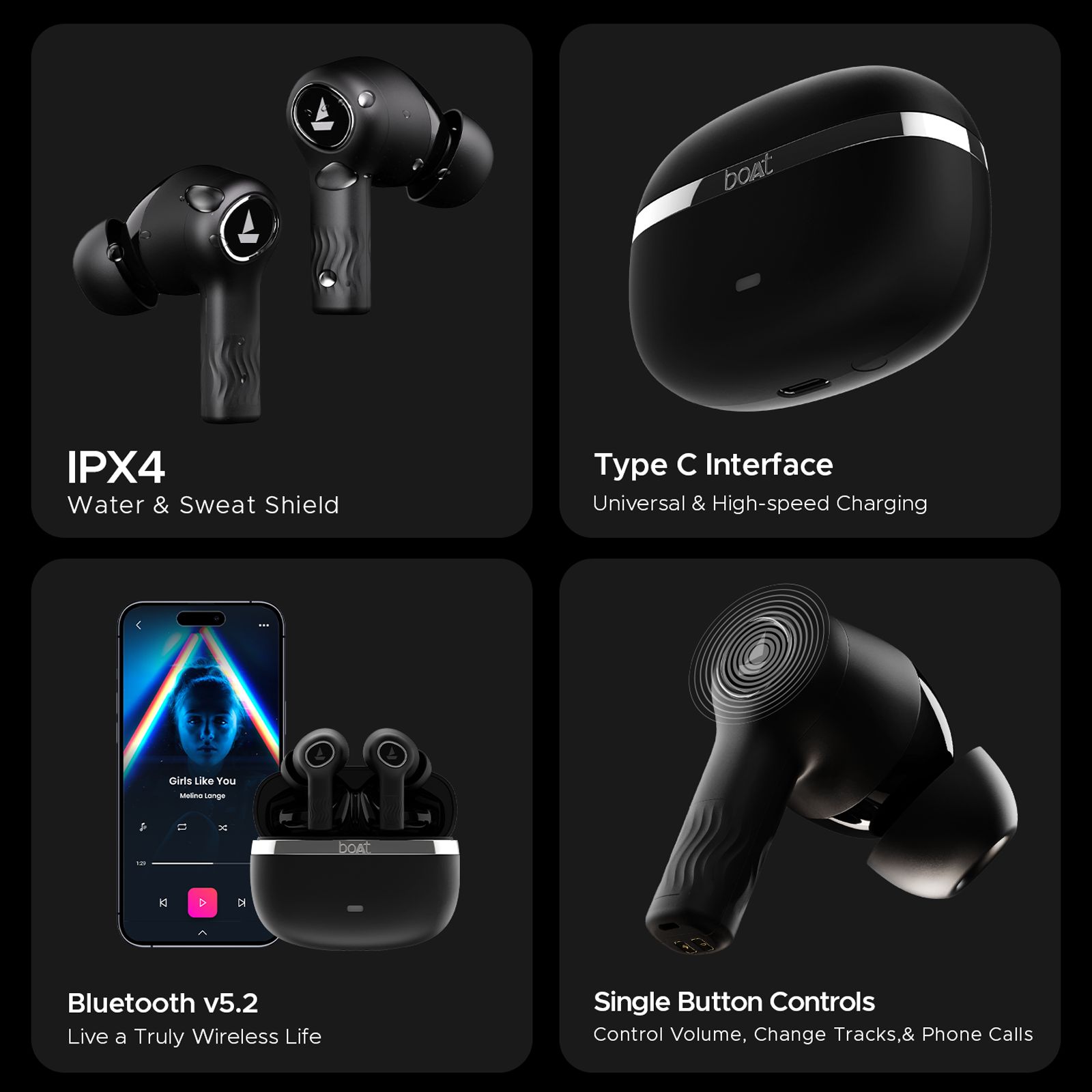 boAt Nirvana Ion TWS Earbuds with Environmental Noise Cancellation (IPX4 Water Resistant, 120 Hours Playback, Charcoal Black)_9