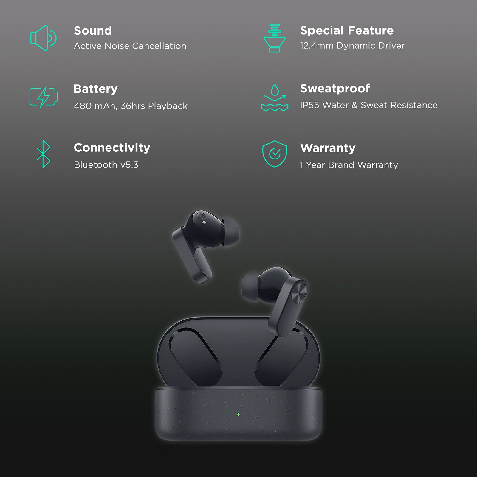 OnePlus Nord Buds 2 TWS Earbuds with Active Noise Cancellation (IP55 Water & Sweat Resistant, Upto 36 Hours Playtime, Thunder Gray) OnePlus Nord Buds 2 TWS Earbuds with Active Noise Cancellation (IP55 Water & Sweat Resistant, Upto 36 Hours Playtime, Thunder Gray)_2