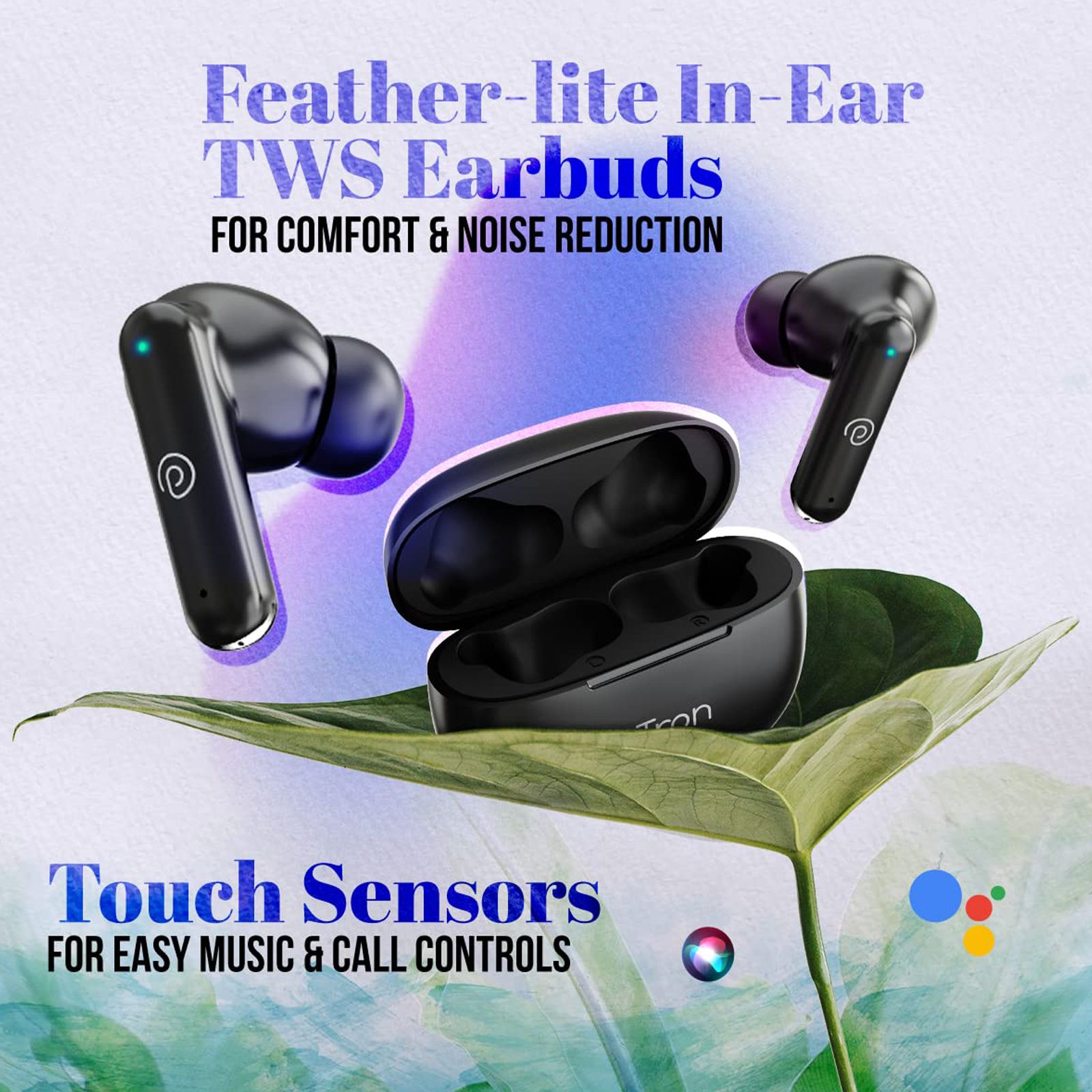 pTron Bassbuds Air 140318669 TWS Earbuds with Passive Noise Cancellation (IPX4 Water Resistant, Touch Control, Black)_6