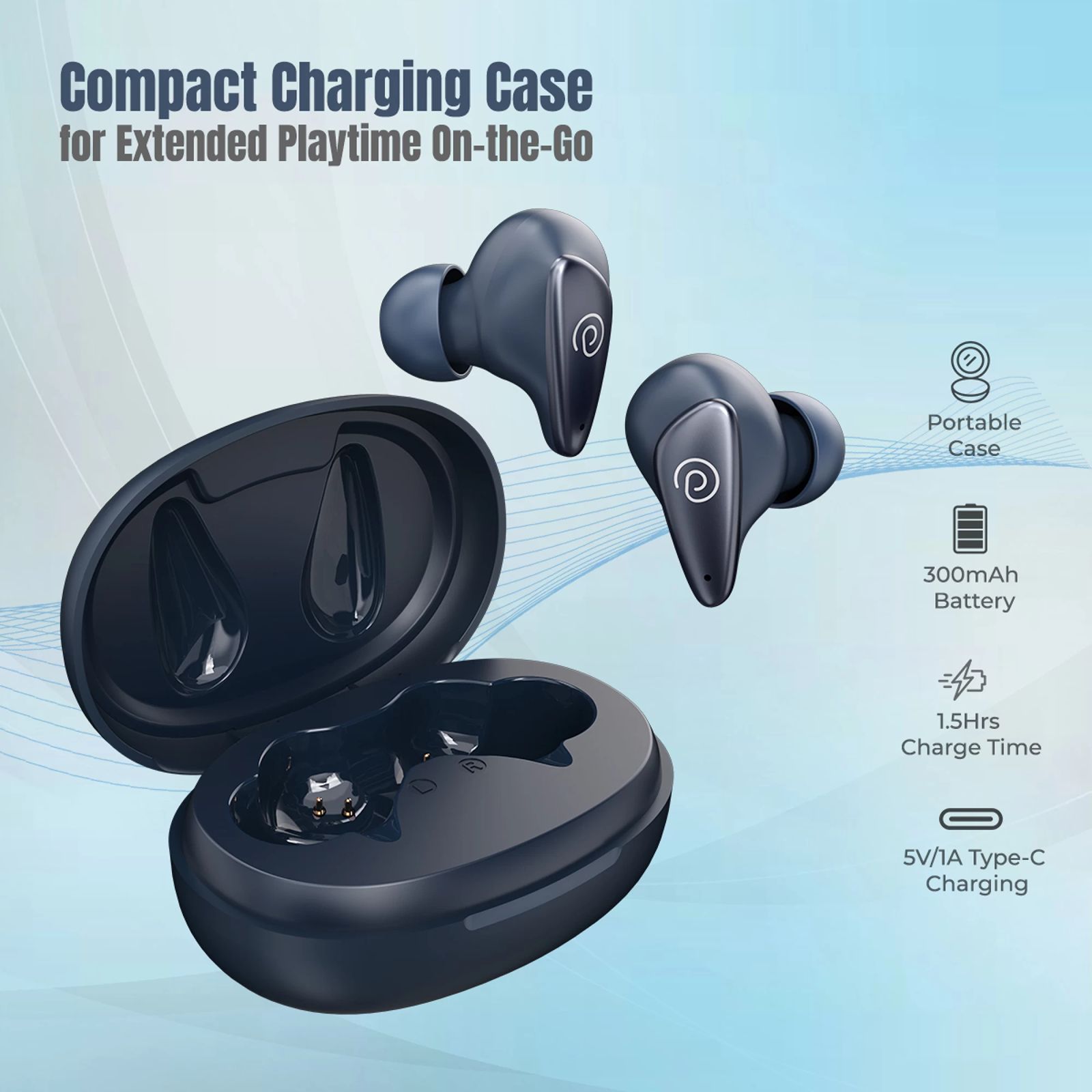 pTron Bassbuds Verse TWS Earbuds with Environmental Noise Cancellation (IPX4 Water Resistant, Stereo Calls, Blue) pTron Bassbuds Verse TWS Earbuds with Environmental Noise Cancellation (IPX4 Water Resistant, Stereo Calls, Blue)_6