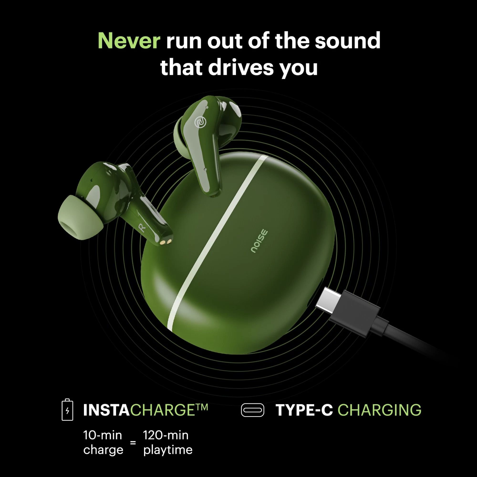 noise Buds VS102 Plus TWS Earbuds with Environmental Noise Cancellation (IPX5 Water Resistant, 11mm Driver, Forest Green) noise Buds VS102 Plus TWS Earbuds with Environmental Noise Cancellation (IPX5 Water Resistant, 11mm Driver, Forest Green)_3