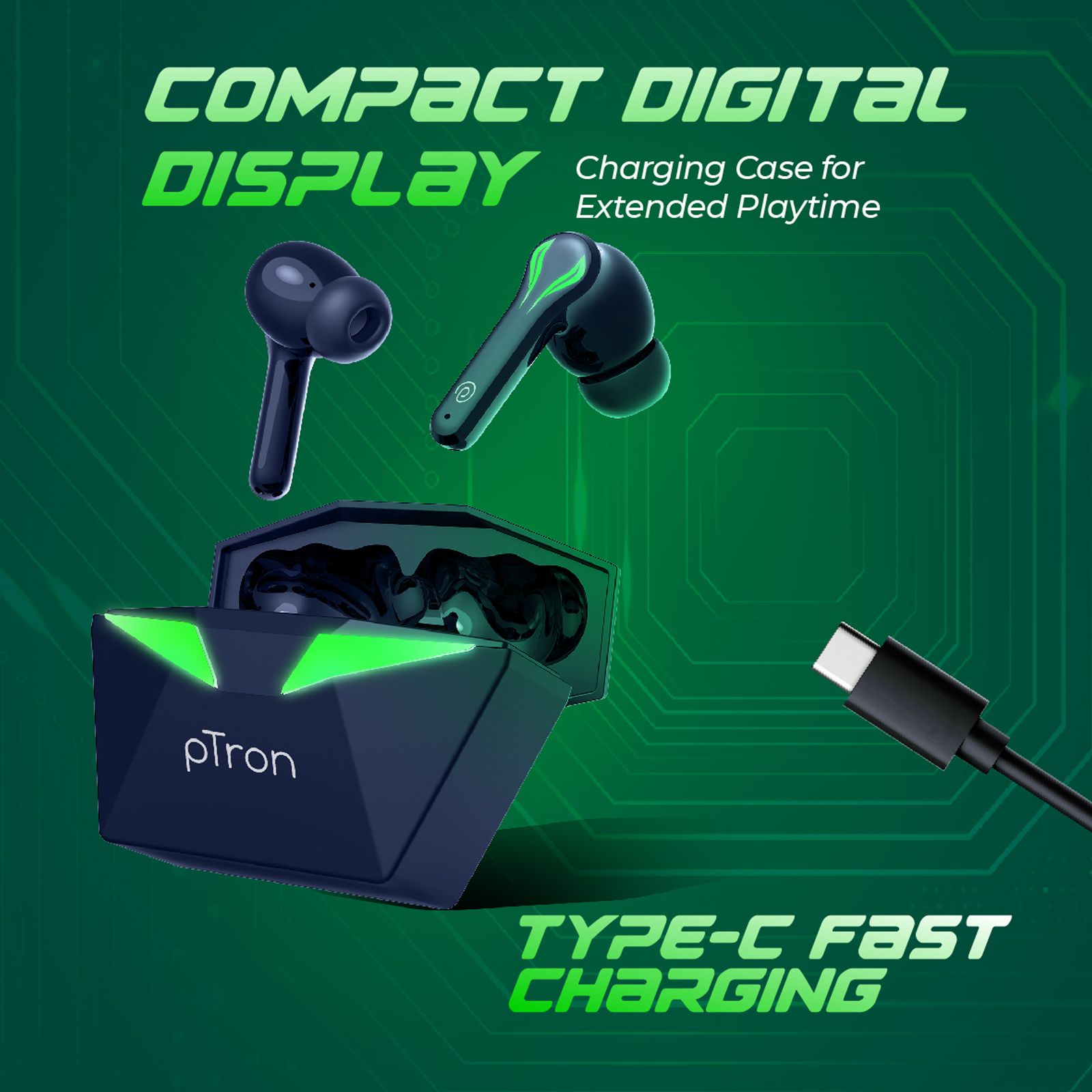pTron Basspods Quest TWS Earbuds with Passive Noise Cancellation (IPX4 Water Resistant, Fast Charging, Blue) pTron Basspods Quest TWS Earbuds with Passive Noise Cancellation (IPX4 Water Resistant, Fast Charging, Blue)_6