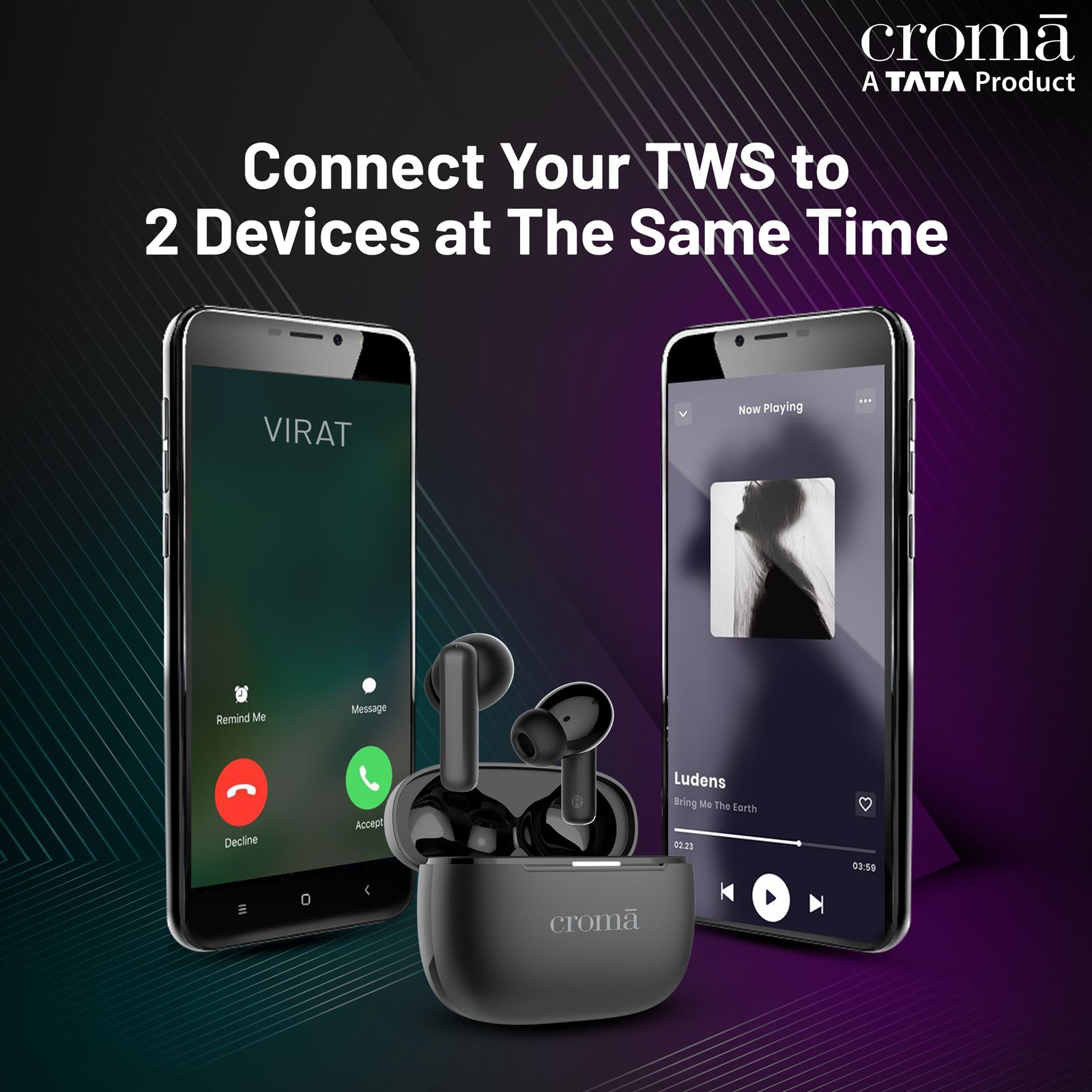 Croma TWS Earbuds with Active Noise Cancellation (IPX5 Water Resistant, Fast Charging, Black) Croma TWS Earbuds with Active Noise Cancellation (IPX5 Water Resistant, Fast Charging, Black)_4