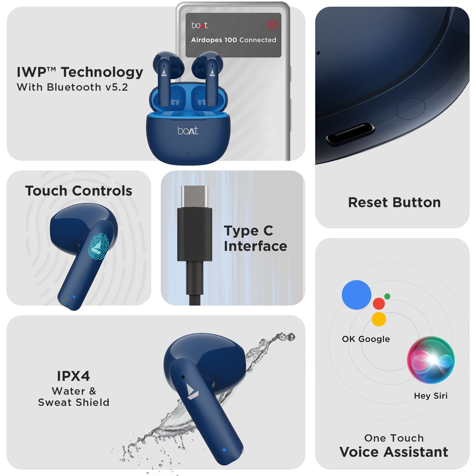 boAt Airdopes 100 TWS Earbuds with Environmental Noise Cancellation (IPX4 Water Resistant, ASAP Charge, Sapphire Blue) boAt Airdopes 100 TWS Earbuds with Environmental Noise Cancellation (IPX4 Water Resistant, ASAP Charge, Sapphire Blue)_10
