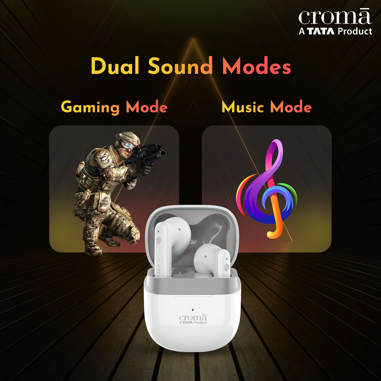 Croma TWS Earbuds with Environmental Noise Cancellation (IPX4 Waterproof, Fast Charging, White and Grey)_9