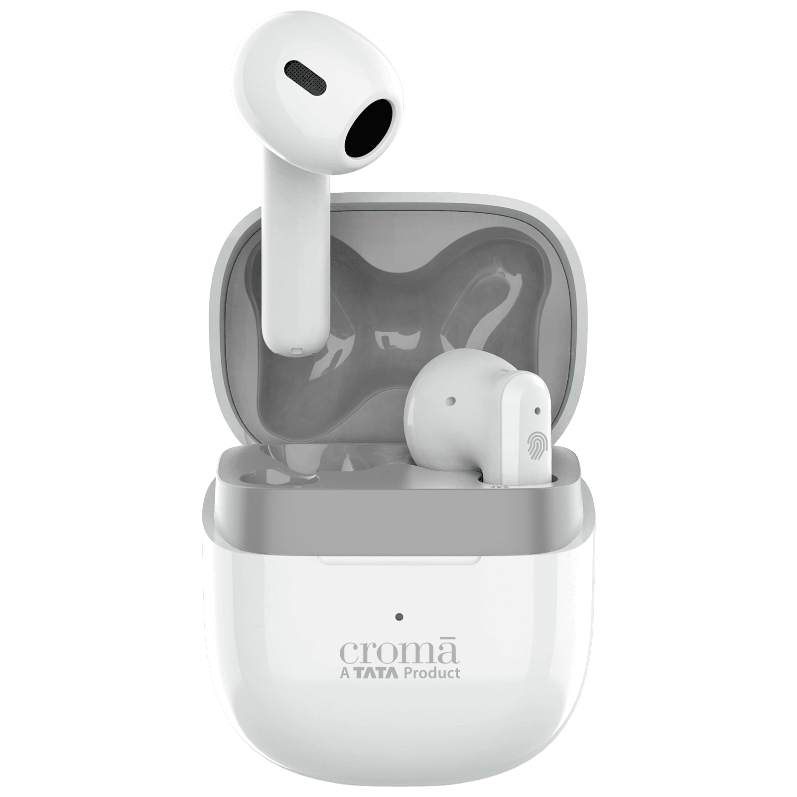 Croma TWS Earbuds with Environmental Noise Cancellation (IPX4 Waterproof, Fast Charging, White and Grey)_1
