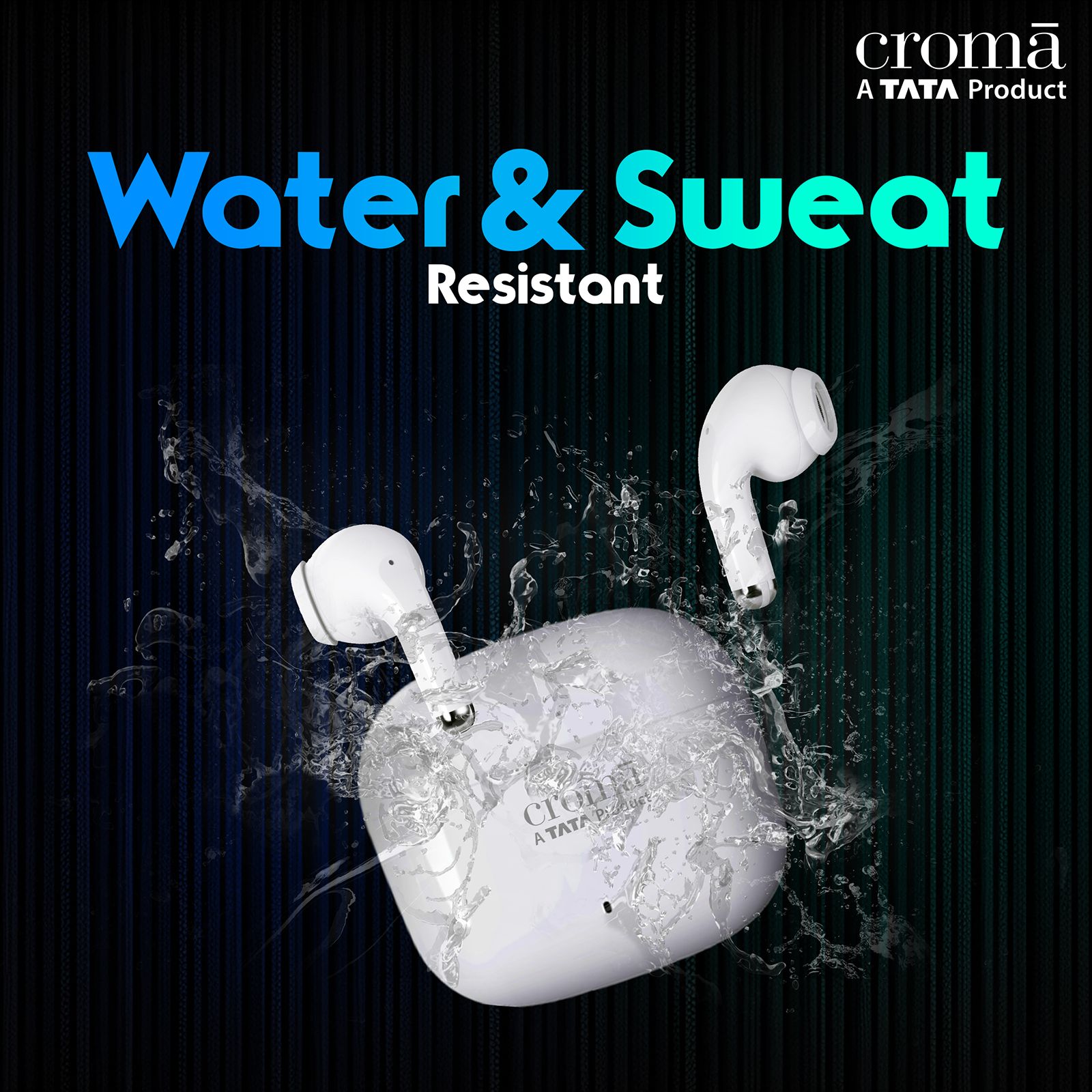 Croma IN 101 TWS Earbuds with Passive Noise Cancellation (IPX4 Water Resistant, 28 Hours Playback White)_6