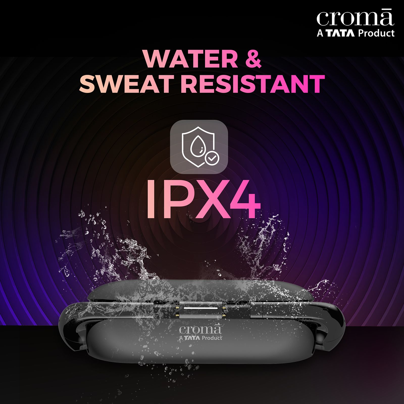 Croma Sliding TWS Earbuds with Passive Noise Cancellation (IPX4 Waterproof, 30 Hours Playback Time, Black)_10