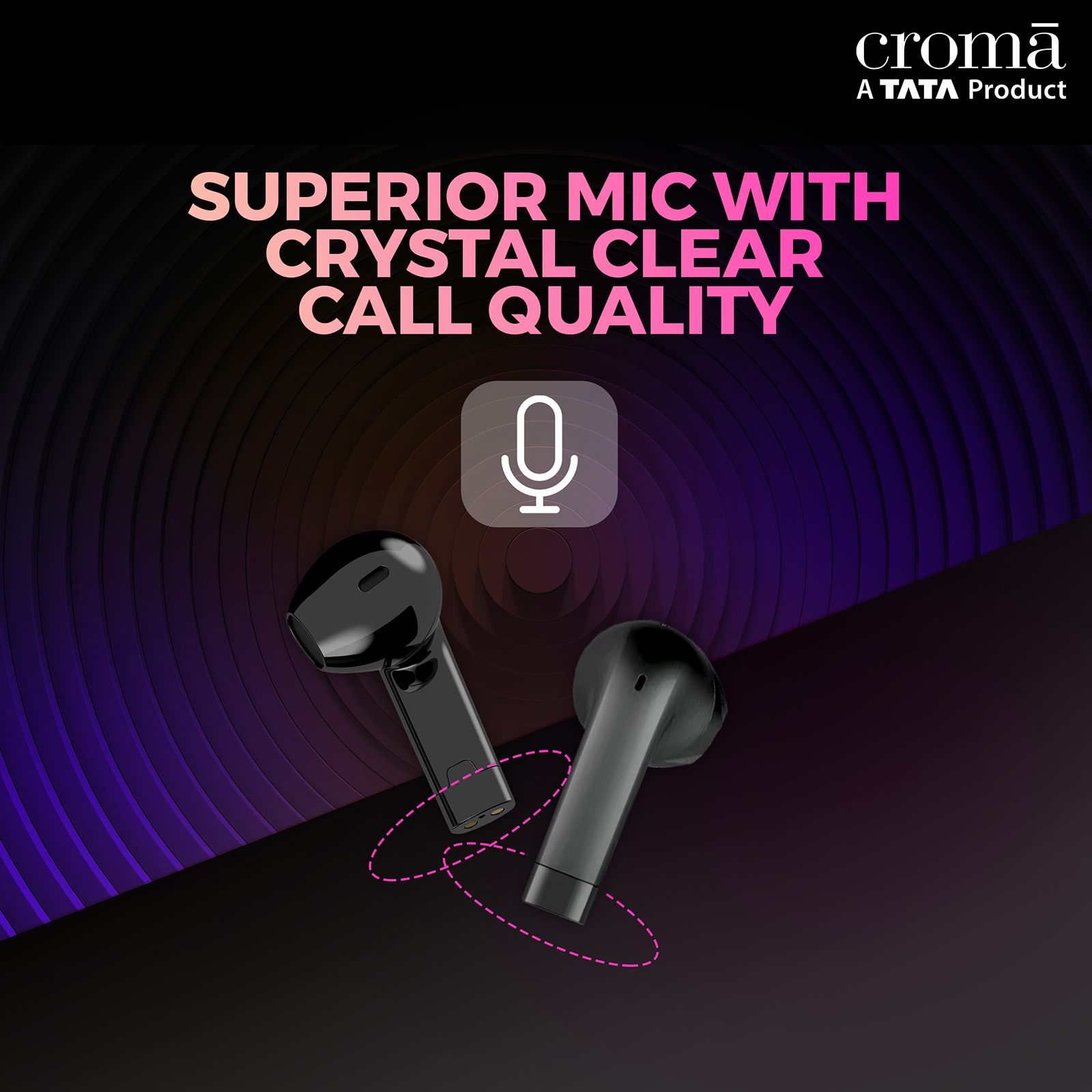 Croma Sliding TWS Earbuds with Passive Noise Cancellation (IPX4 Waterproof, 30 Hours Playback Time, Black)_11
