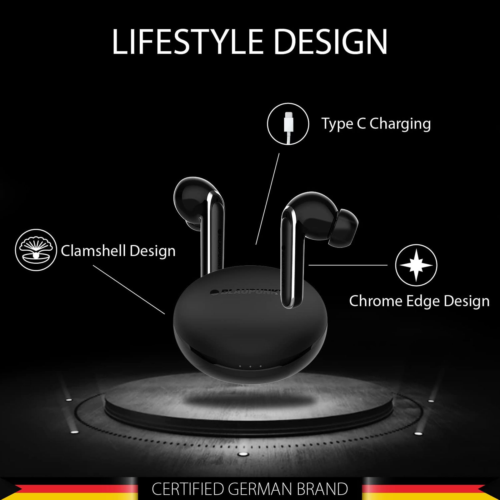Blaupunkt BTW100 TWS Earbuds with Environmental Noise Cancellation (IPX5 Water Resistant, TurboVolt Charging, Black)_6