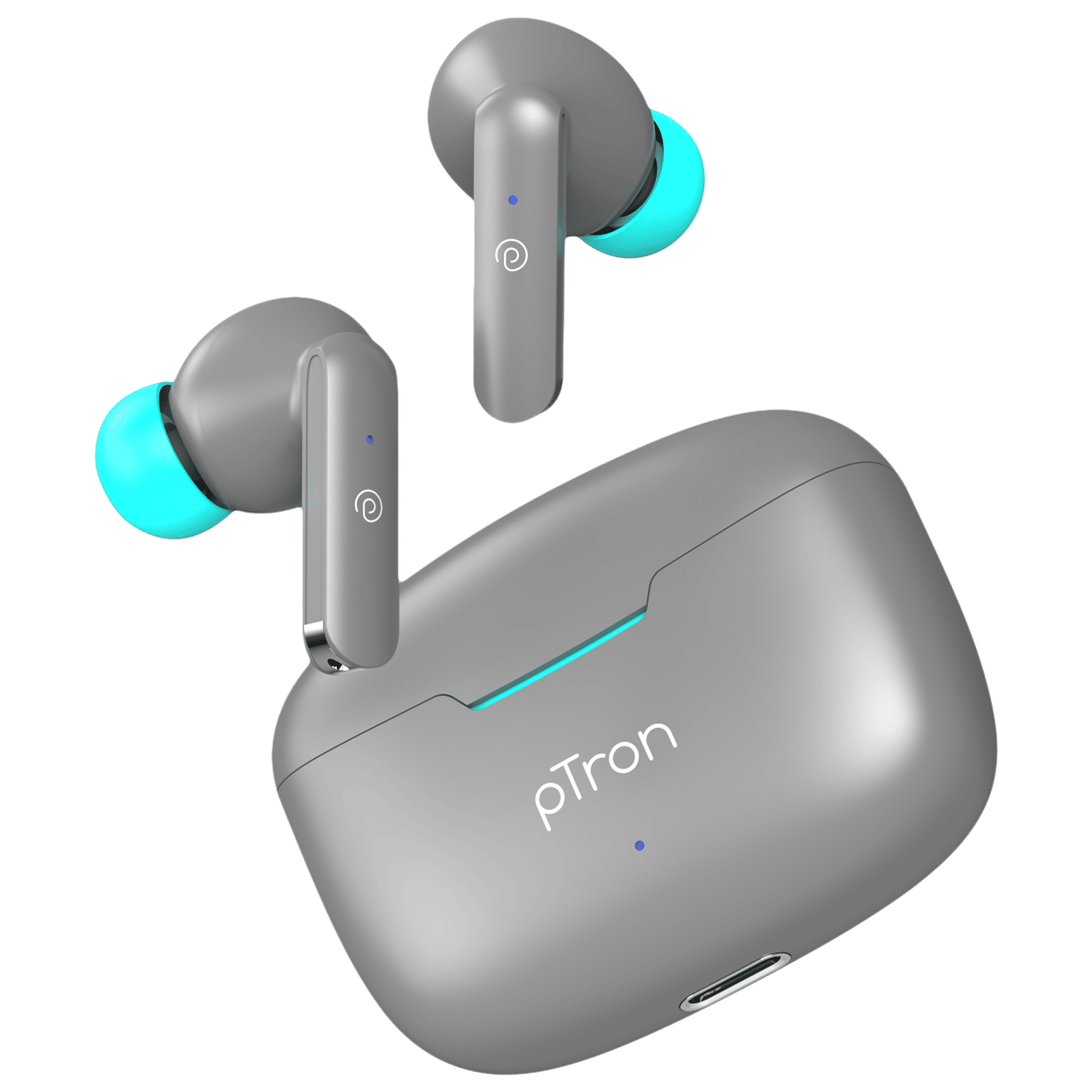pTron Bassbuds Air TWS Earbuds with Passive Noise Cancellation (IPX4 Water Resistant, Touch Control, Grey) pTron Bassbuds Air TWS Earbuds with Passive Noise Cancellation (IPX4 Water Resistant, Touch Control, Grey)_1