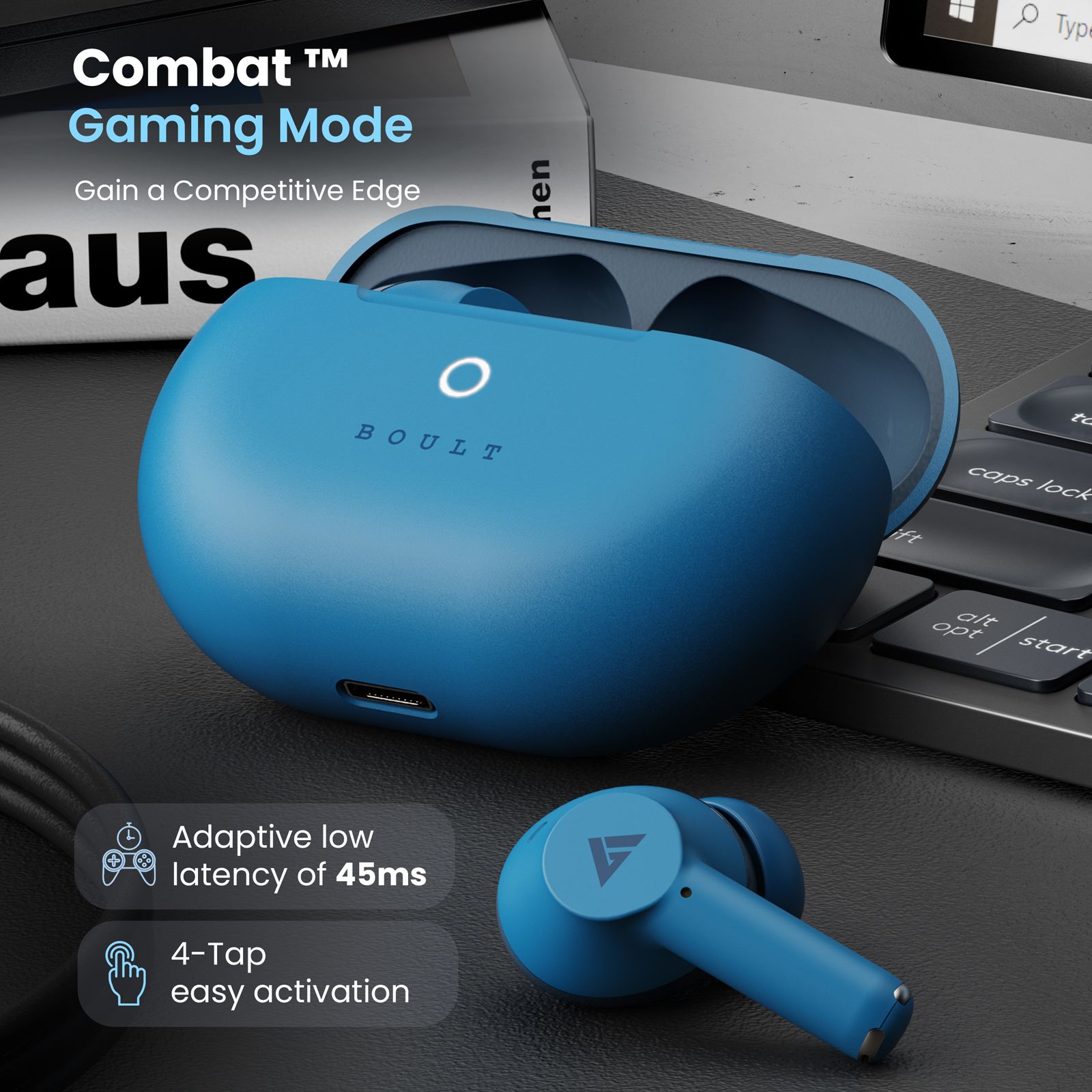 GOBOULT Airbass W40 TWS Earbuds with Environmental Noise Cancellation (IPX5 Water Resistant, Fast Charging, Denim Blue) GOBOULT Airbass W40 TWS Earbuds with Environmental Noise Cancellation (IPX5 Water Resistant, Fast Charging, Denim Blue)_9