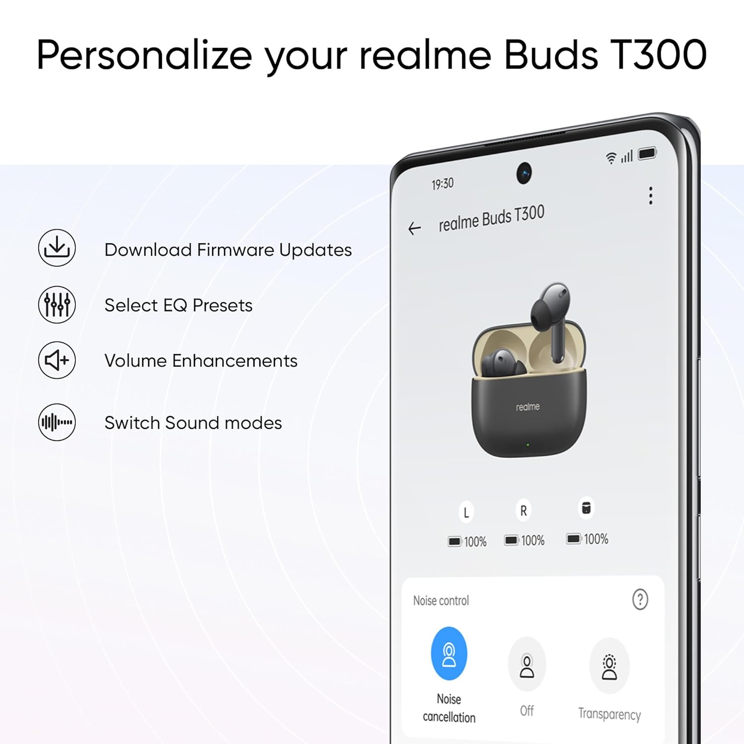realme Buds T300 TWS Earbuds with Active Noise Cancellation (IP55 Water Resistant, 40 Hours Playback, Stylish Black) realme Buds T300 TWS Earbuds with Active Noise Cancellation (IP55 Water Resistant, 40 Hours Playback, Stylish Black)_5