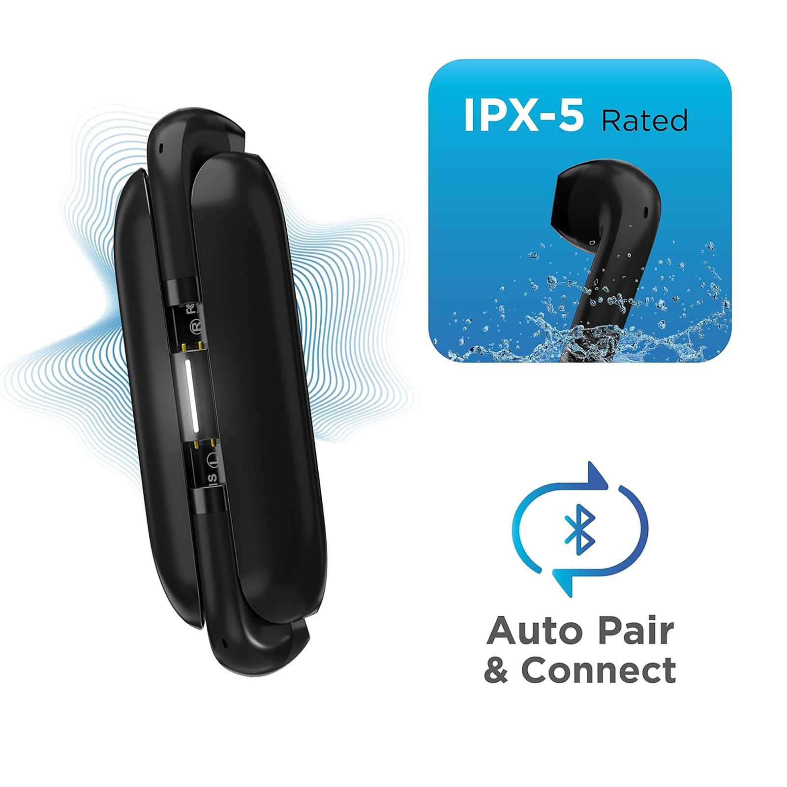 urbn Beat 800 TWS Earbuds with Environmental Noise Cancellation (IPX5 Water Resistant, Fast Charging, Black)_6