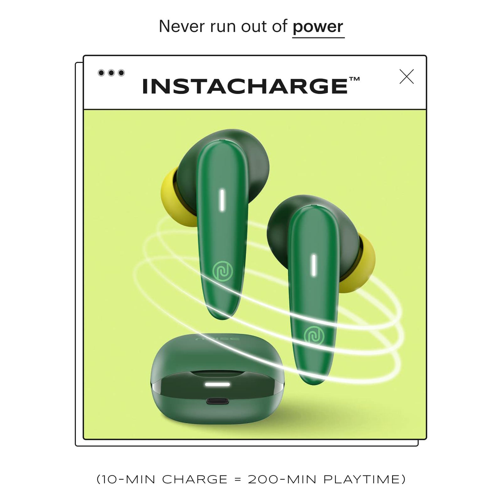 noise Buds VS401 TWS Earbuds with Environmental Noise Cancellation (IPX5 Water Resistant, Insta Charge, Forest Green) noise Buds VS401 TWS Earbuds with Environmental Noise Cancellation (IPX5 Water Resistant, Insta Charge, Forest Green)_4