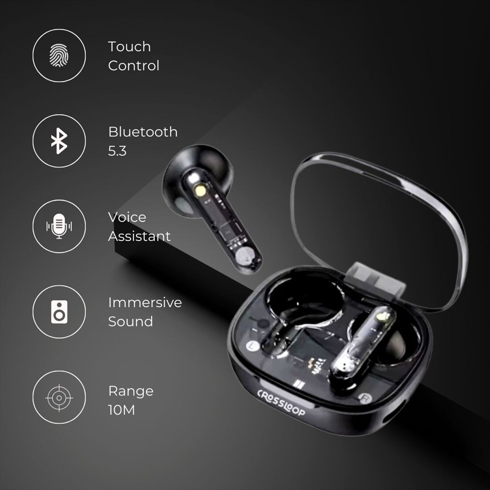 CROSSLOOP Gen 321 TWS Earbuds (10mm Driver, Black) CROSSLOOP Gen 321 TWS Earbuds (10mm Driver, Black)_5