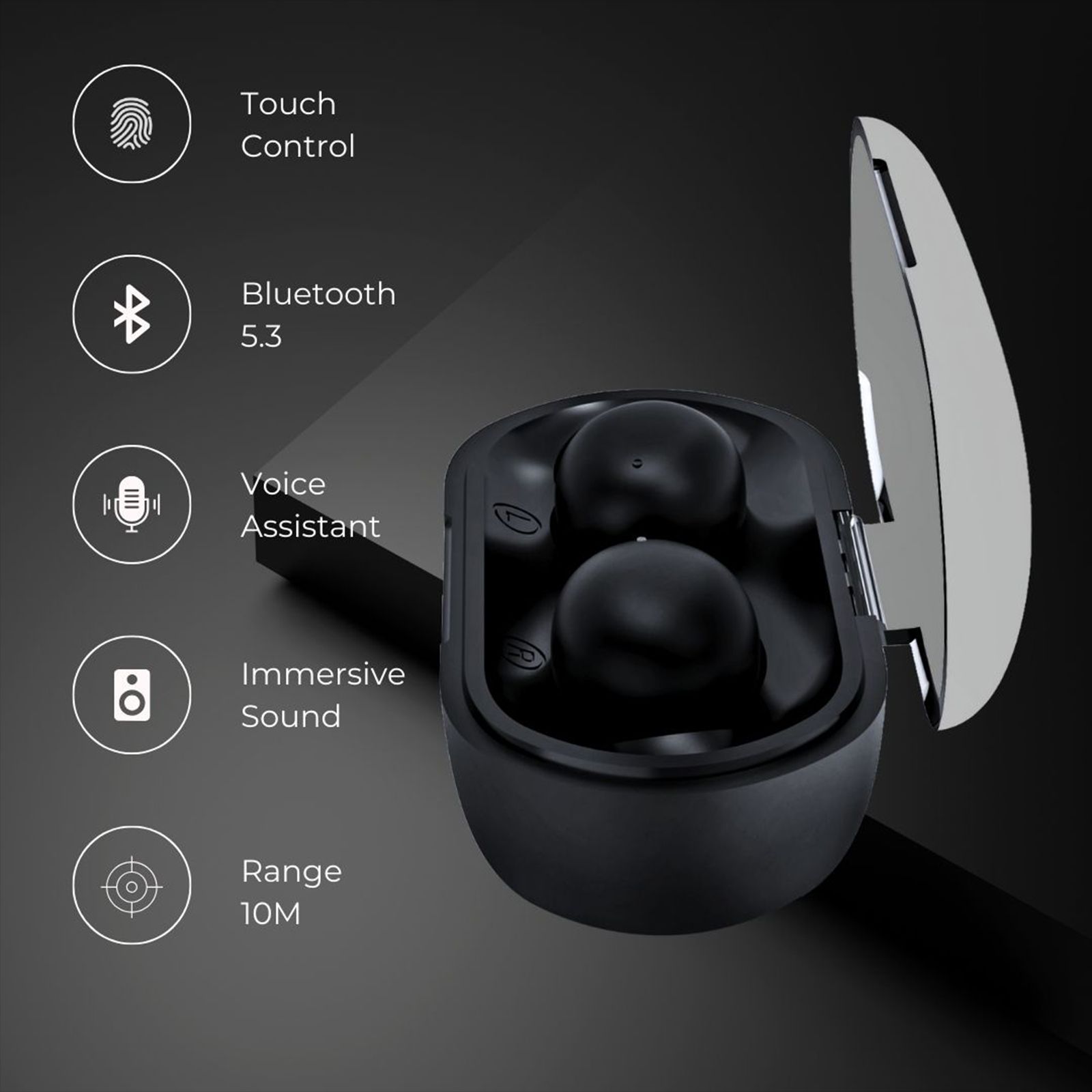 CROSSLOOP Joy Zee Gen 521 TWS Earbuds (IPX3 Sweat Resistant, Auto Pairing, Black) CROSSLOOP Joy Zee Gen 521 TWS Earbuds (IPX3 Sweat Resistant, Auto Pairing, Black)_5