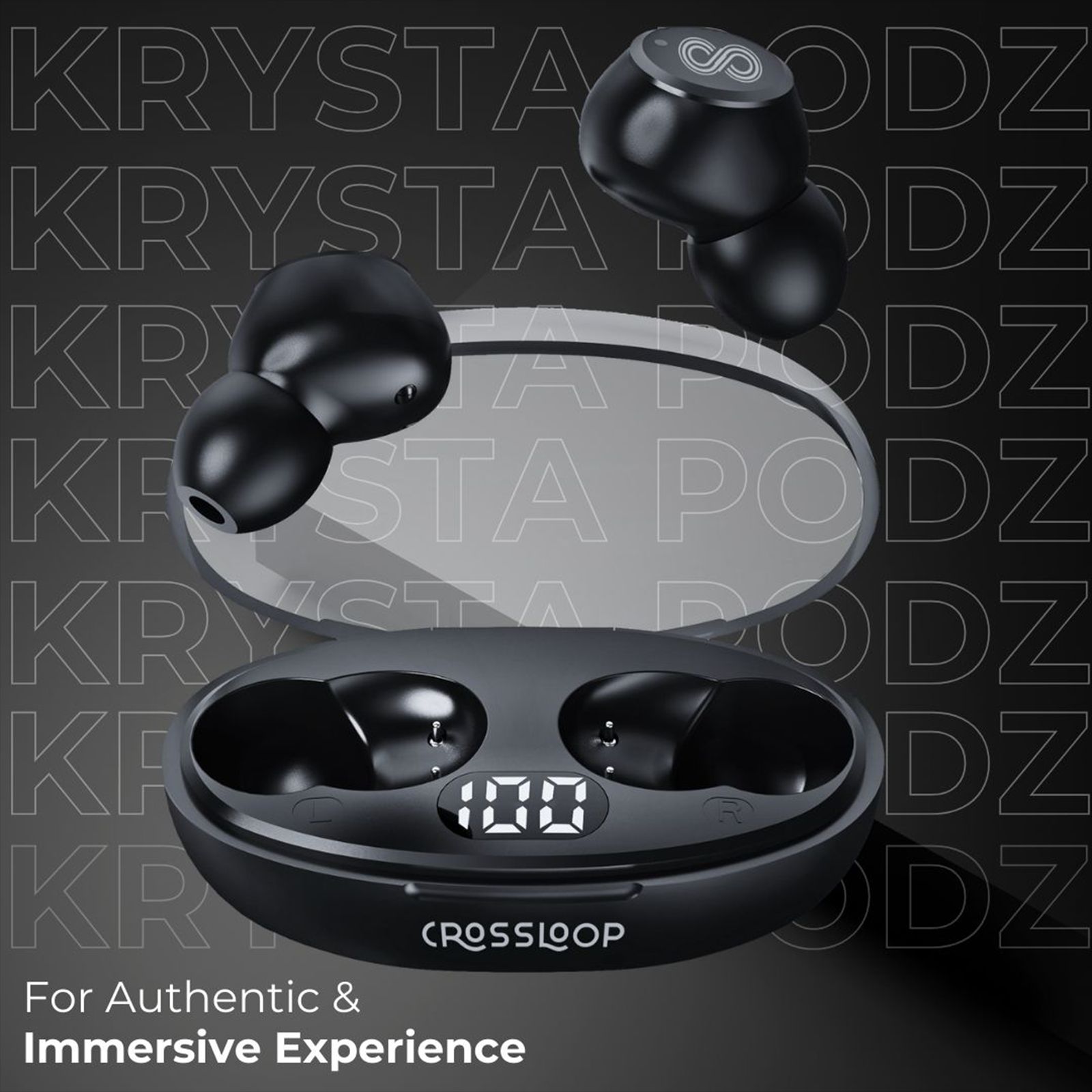 CROSSLOOP Krysta Podz TWS Earbuds (IPX4 Water Resistant, Auto Pairing, Black)_3