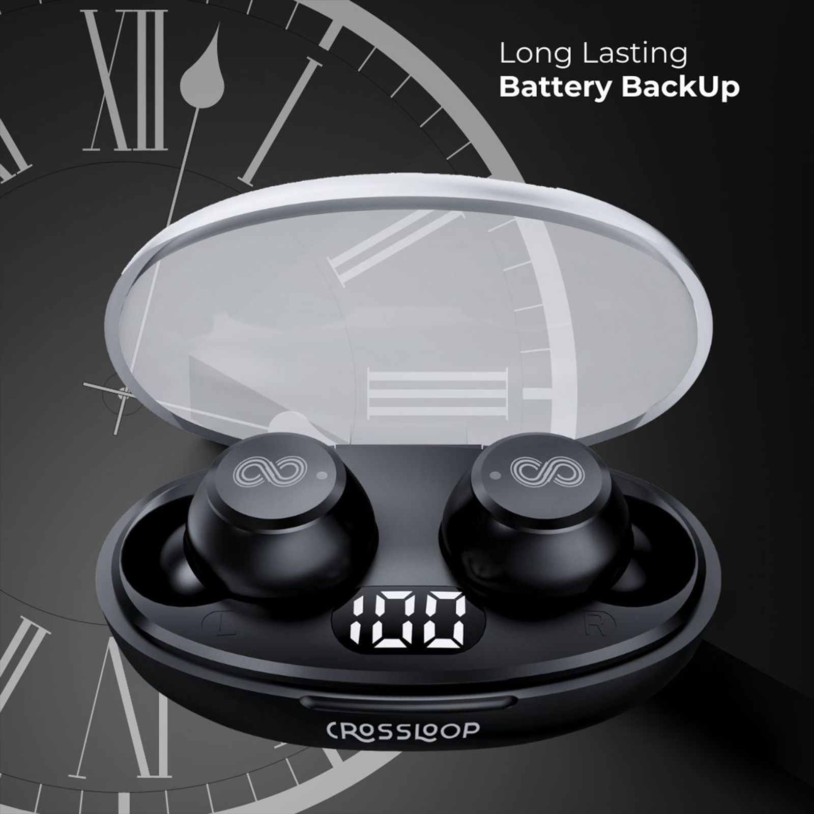 CROSSLOOP Krysta Podz TWS Earbuds (IPX4 Water Resistant, Auto Pairing, Black)_4
