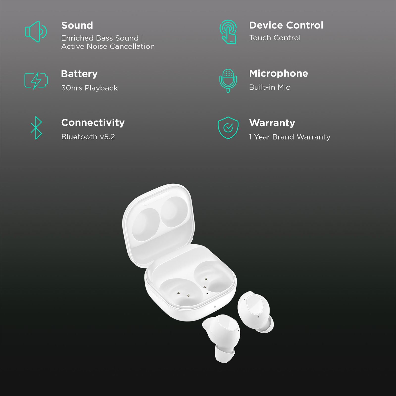 SAMSUNG Galaxy Buds FE SM-R400NZWA TWS Earbuds with Active Noise Cancellation (Ambient Sound Mode, Mystic White) SAMSUNG Galaxy Buds FE SM-R400NZWA TWS Earbuds with Active Noise Cancellation (Ambient Sound Mode, Mystic White)_2