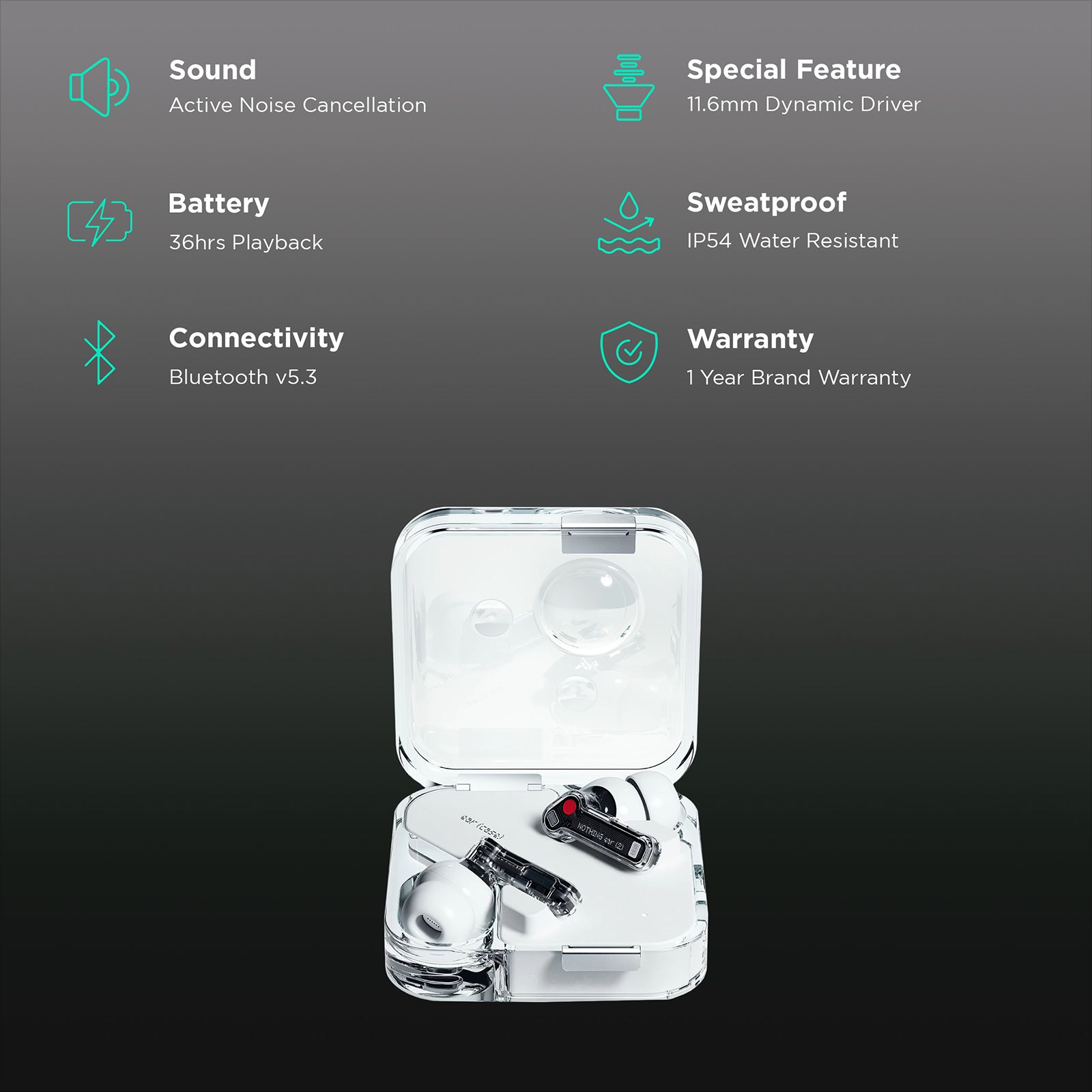 Nothing Ear 2 A10600018 TWS Earbuds with Active Noise Cancellation (IP54 Water Resistant, Fast Charging, White) Nothing Ear 2 A10600018 TWS Earbuds with Active Noise Cancellation (IP54 Water Resistant, Fast Charging, White)_2