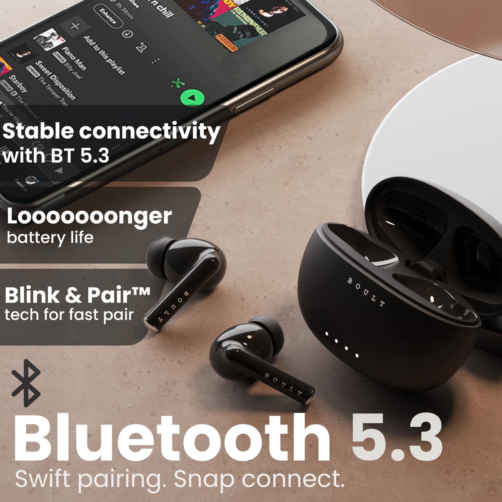 GOBOULT W20 TWS Earbuds with Environmental Noise Cancellation (IPX5 Water Resistant, Voice Assistant, Space Black)_6