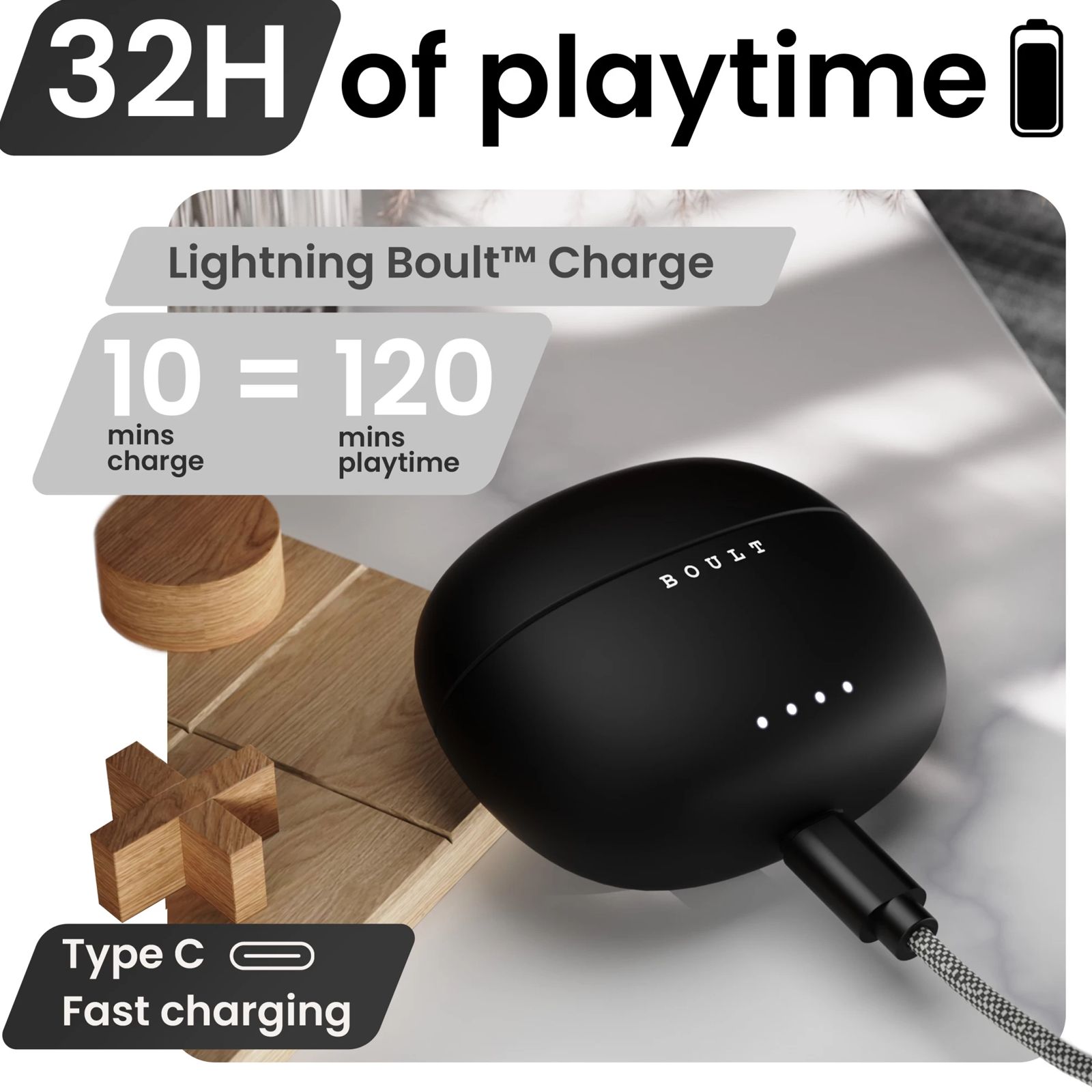 GOBOULT W20 TWS Earbuds with Environmental Noise Cancellation (IPX5 Water Resistant, Voice Assistant, Space Black)_7