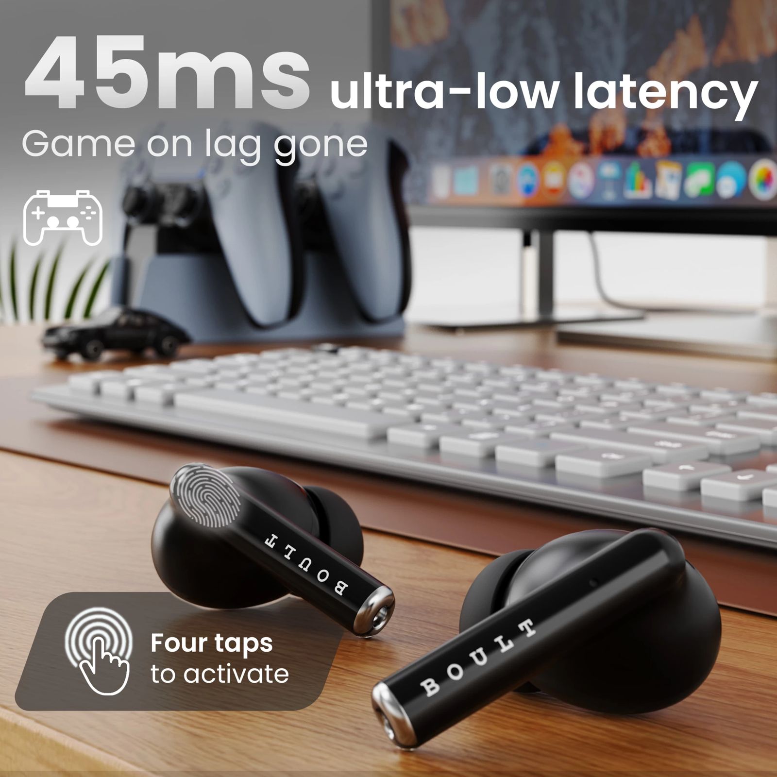 GOBOULT W20 TWS Earbuds with Environmental Noise Cancellation (IPX5 Water Resistant, Voice Assistant, Space Black)_4