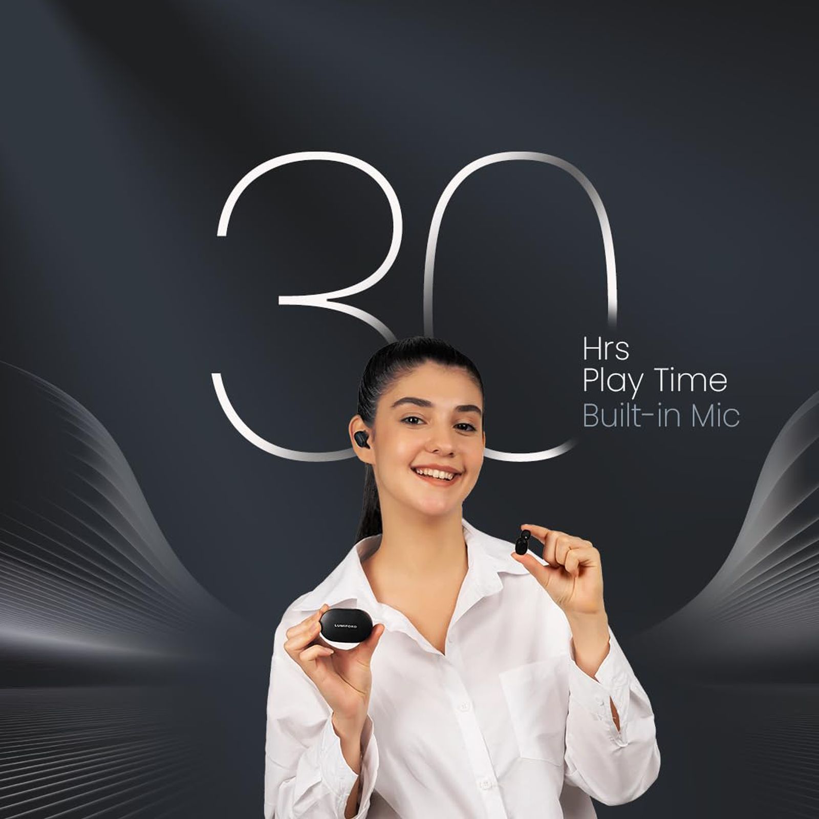 LUMIFORD Max T40 TWS Earbuds with Environmental Noise Cancellation (IPX4 Water Resistant, Fast Charging, Black)_7