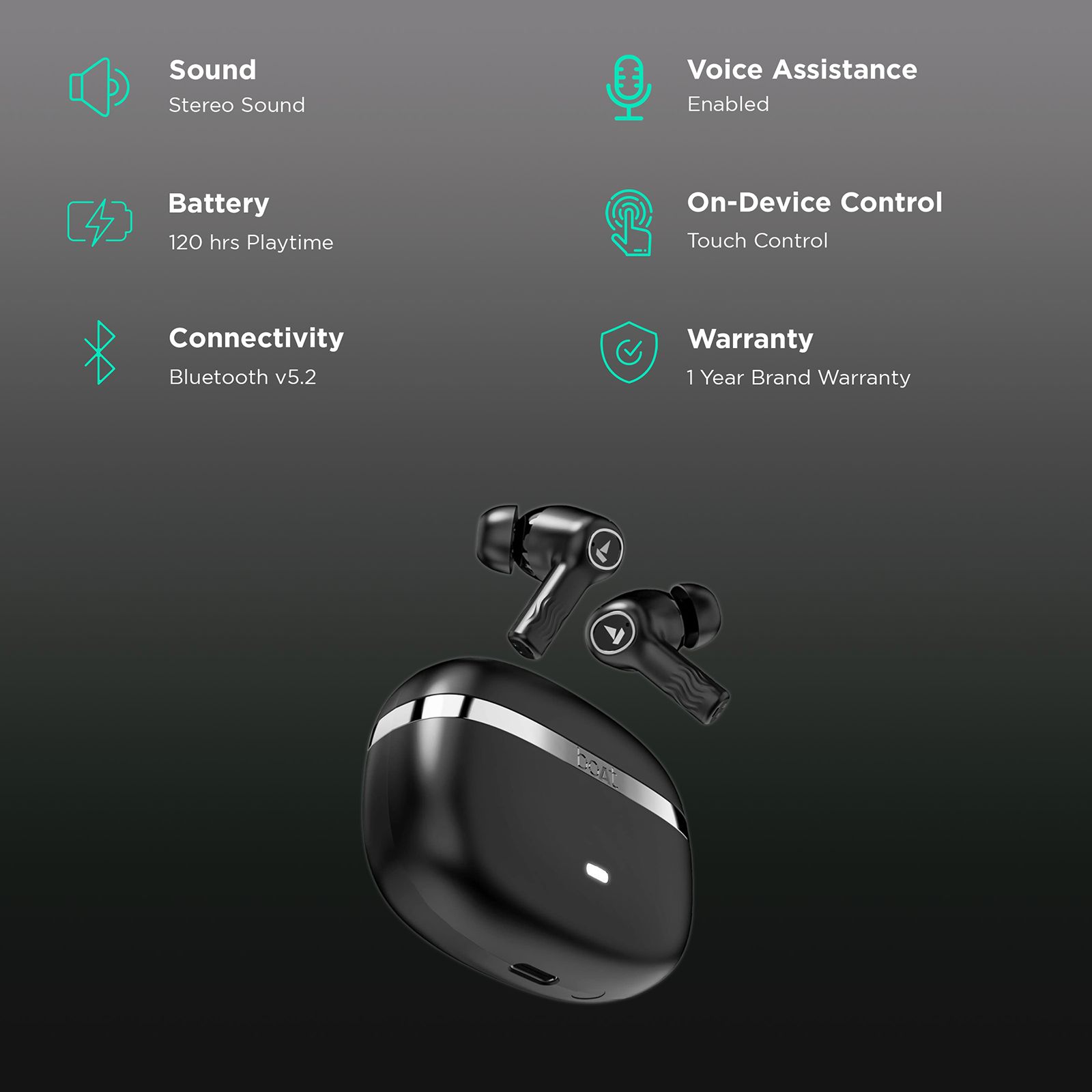 boAt Nirvana Ion TWS Earbuds with Active Noise Cancellation (IPX4 Sweat Resistant, ASAP Charge, Charcoal Black) boAt Nirvana Ion TWS Earbuds with Active Noise Cancellation (IPX4 Sweat Resistant, ASAP Charge, Charcoal Black)_2