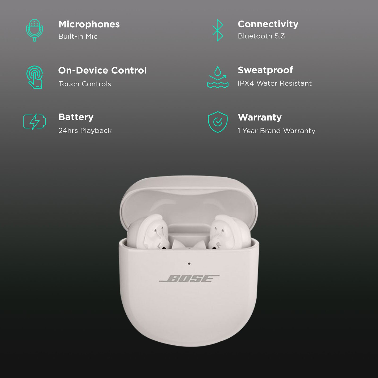 BOSE Quiet Comfort Ultra TWS Earbuds with Active Noise Cancellation (IPX4 Water and Sweat Resistant, Immersive Audio, White Smoke) BOSE Quiet Comfort Ultra TWS Earbuds with Active Noise Cancellation (IPX4 Water and Sweat Resistant, Immersive Audio, White Smoke)_2