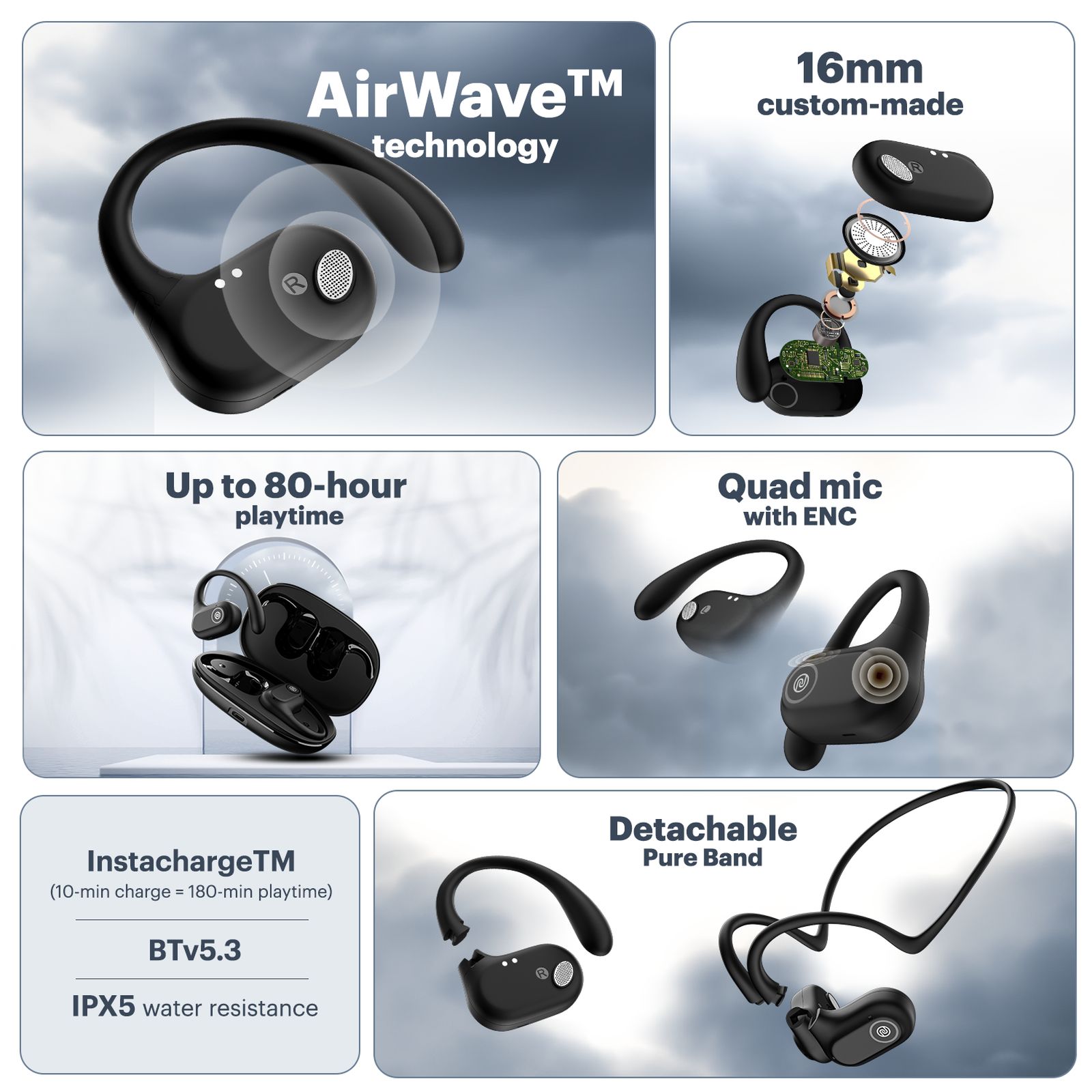 noise Pure Pods TWS Earbuds with Environmental Noise Cancellation (IPX5 Water Resistant, Touch Control, Power Black)_2
