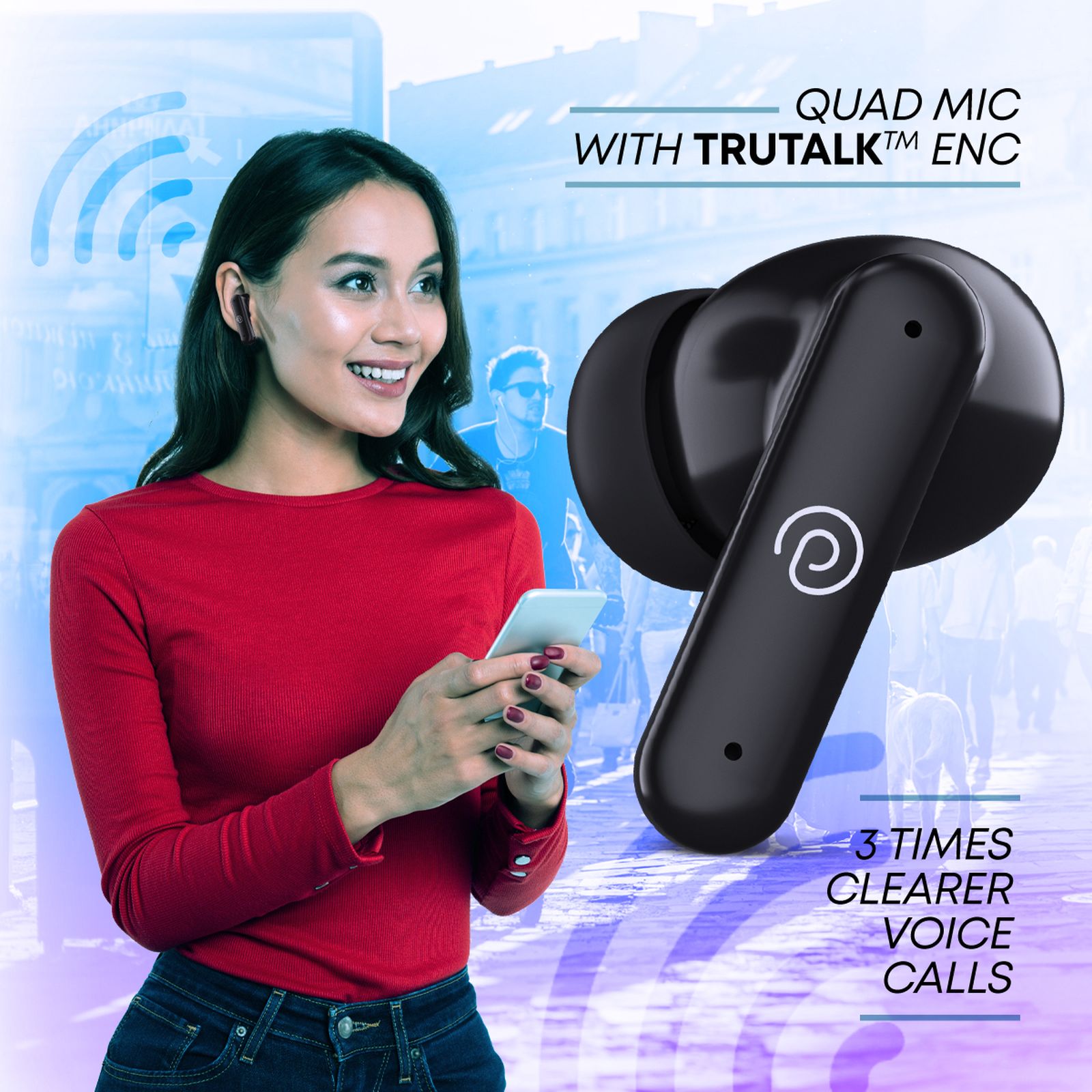 pTron BudSENS 1 TWS Earbuds with Active Noise Cancellation (IPX5 Water Resistant, Fast Charging, Black)_5