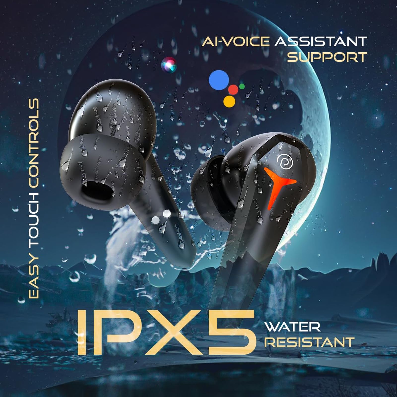 pTron Bassbuds Turbo TWS Earbuds with Environmental Noise Cancellation (IPX5 Water Resistant, Fast Charging, Jade Black)_2