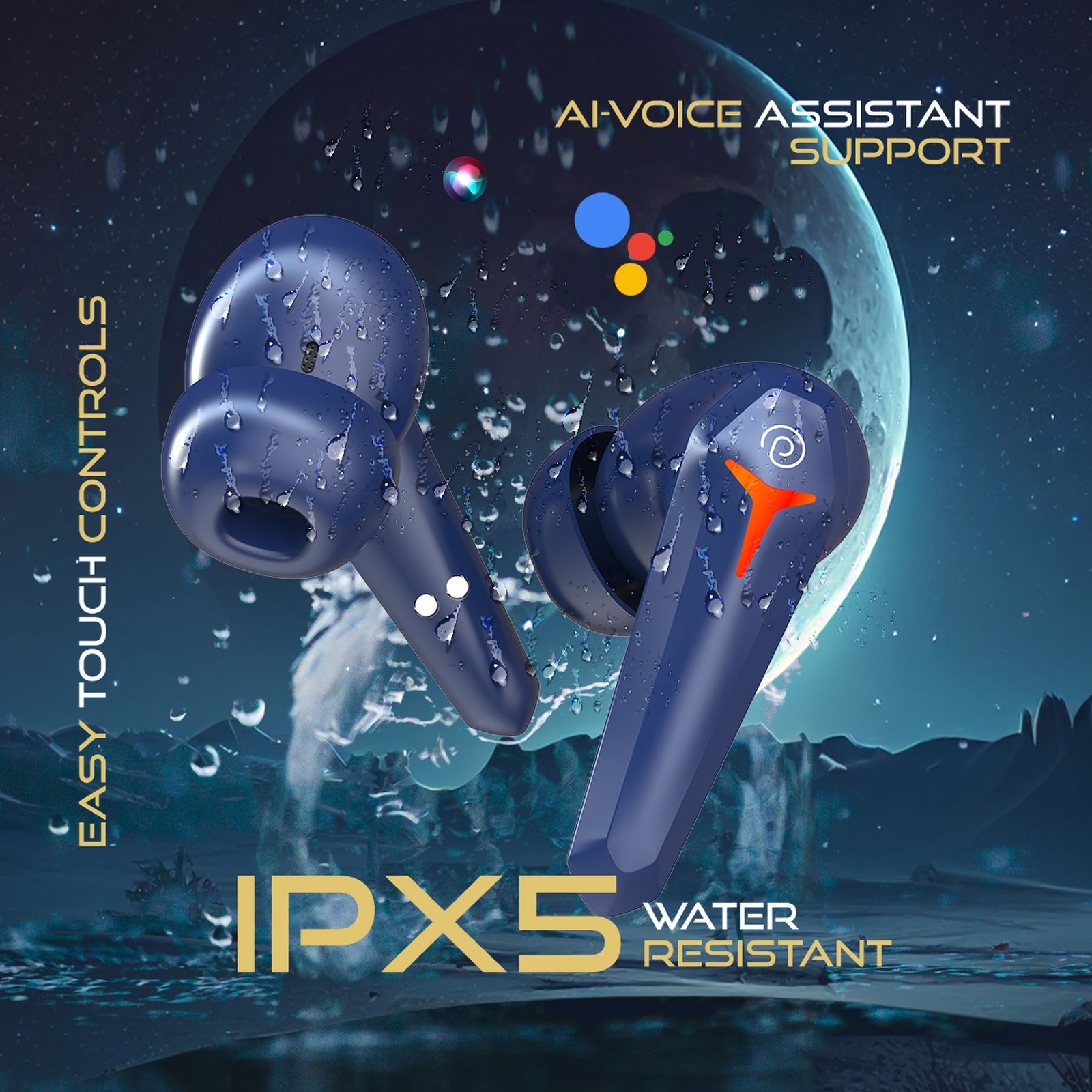 pTron Bassbuds Turbo TWS Earbuds with Environmental Noise Cancellation (IPX5 Water Resistant, Fast Charging, Blue)_6
