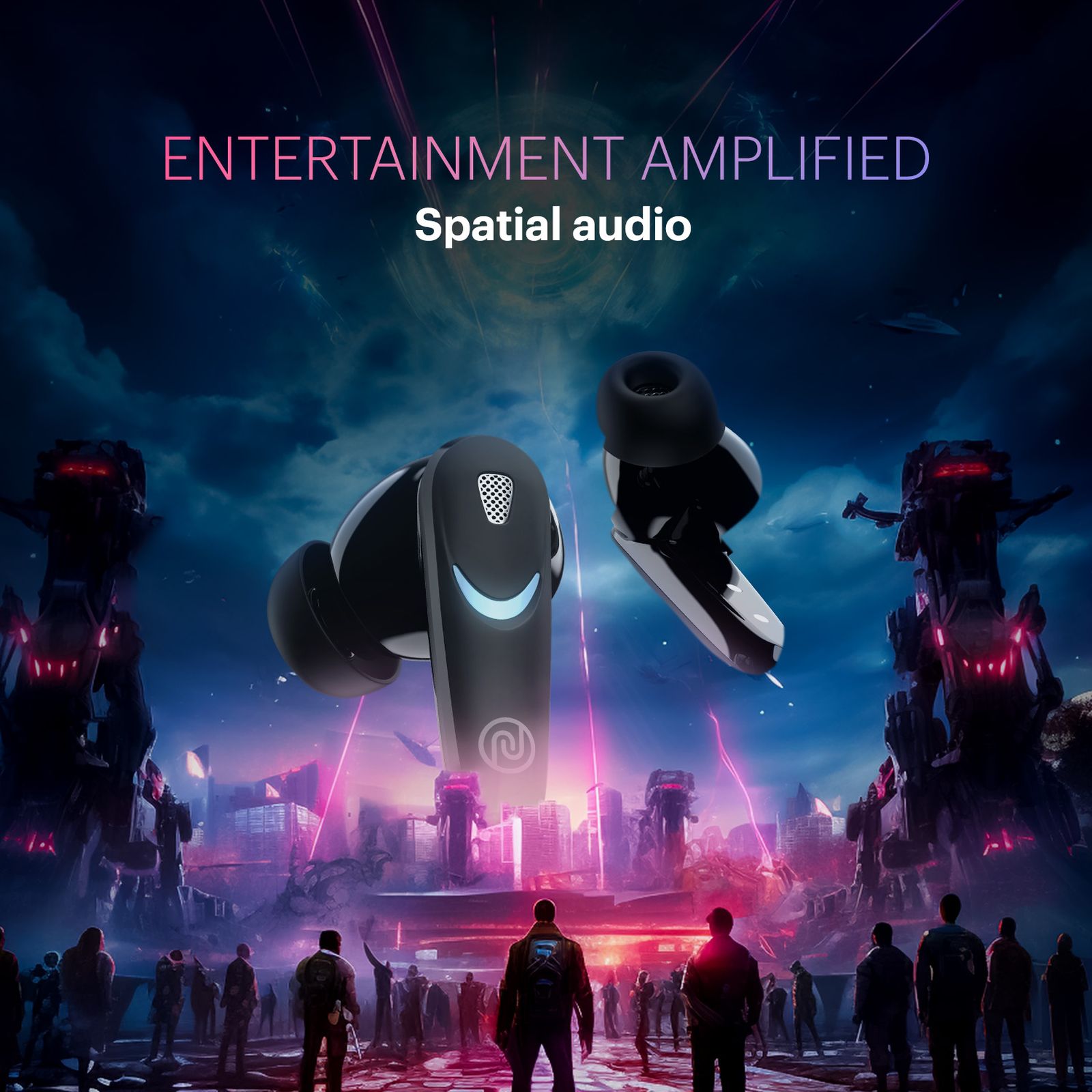 noise Buds Combat X TWS Earbuds with Environmental Noise Cancellation (IPX5 Water Resistant, Instacharge, Stealth Black)_5