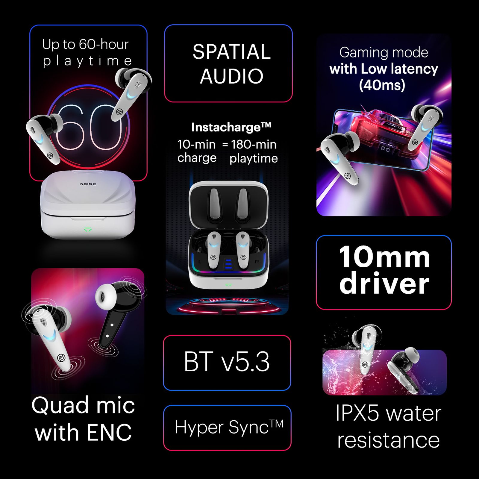 noise Buds Combat X TWS Earbuds with Environmental Noise Cancellation (IPX5 Water Resistant, Instacharge, Covert White) noise Buds Combat X TWS Earbuds with Environmental Noise Cancellation (IPX5 Water Resistant, Instacharge, Covert White)_3